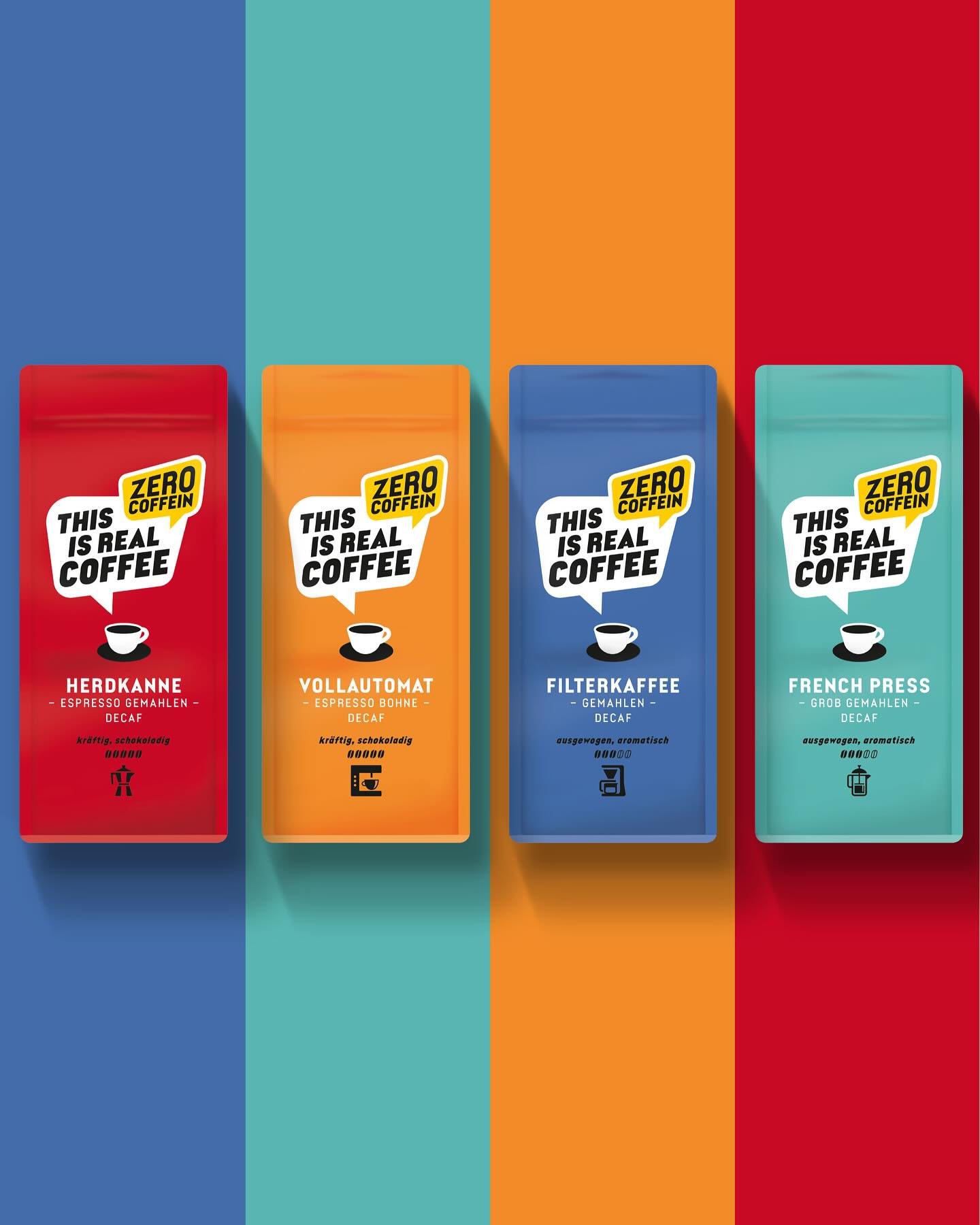 Diese neue Marke ist ein Statement. 🪩🎉 @thisisrealcoffee 

Die Marke kommuniziert auf den ersten Blick das Versprechen, dass auch&nbsp;entkofffeinierterKaffee richtig gut schmecken kann. Deshalb ist auch das Logo in Form einer Sprechblase als State