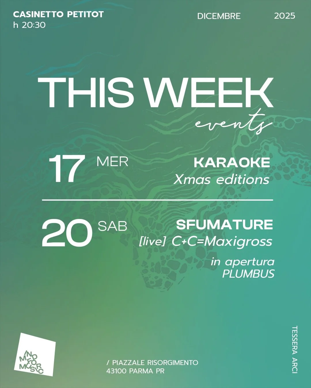 &Egrave; la settimana prima di Natale e noi vi facciamo un regalo speciale, accoglietelo: sabato ospitiamo i @ccmaxigross . Ma andiamo con ordine:

👉MERCOLED&Igrave; 17: Karaoke Night | Xmas edition. Si cantano solo canzoni di Natale e ci si scambia