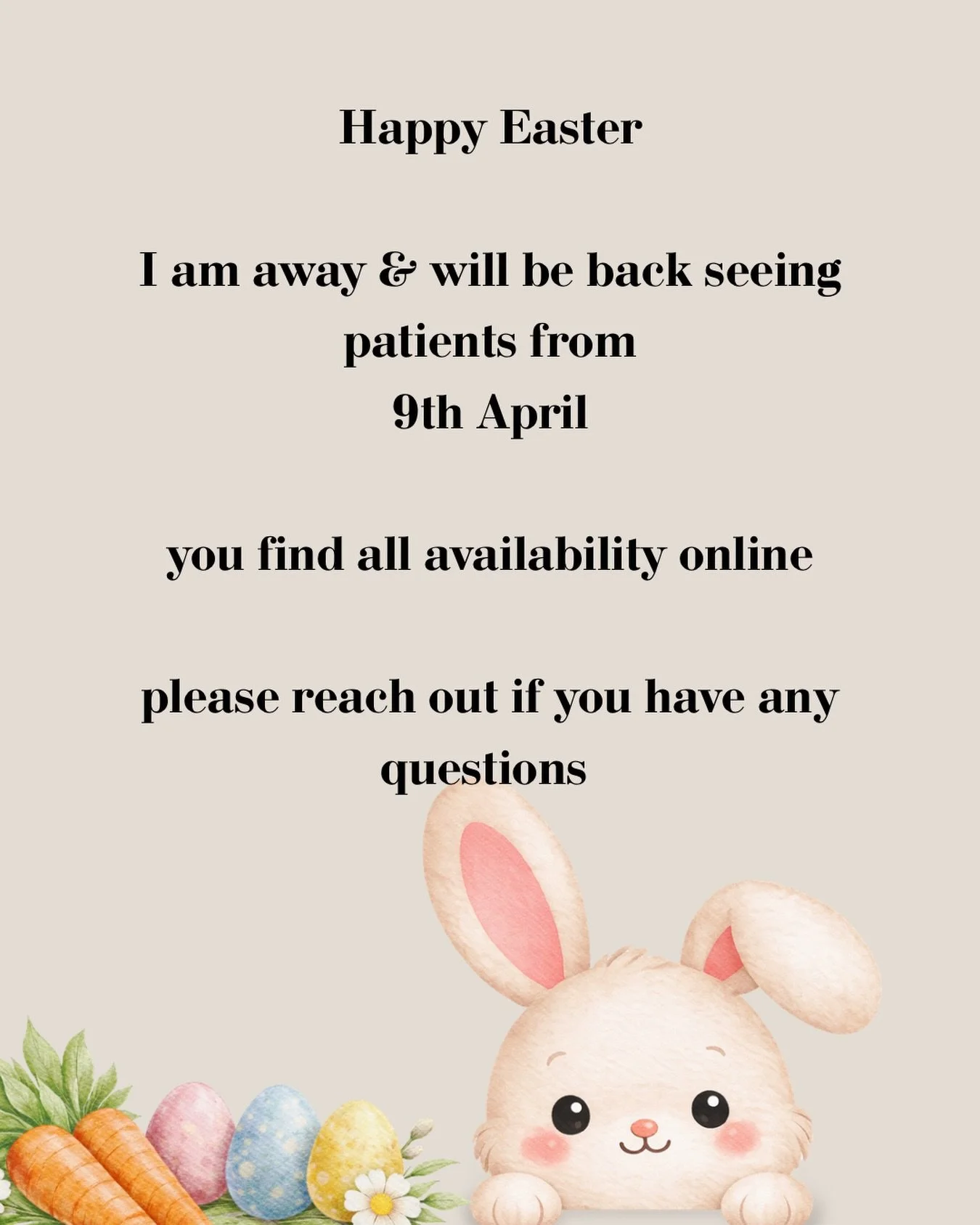 Next new patient availability 16th April