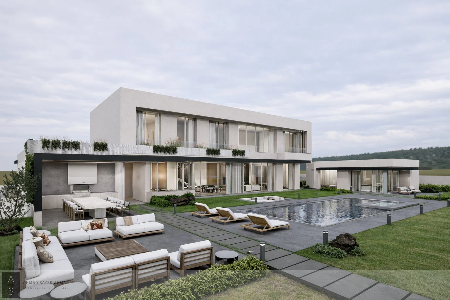An image of the House with landscape.