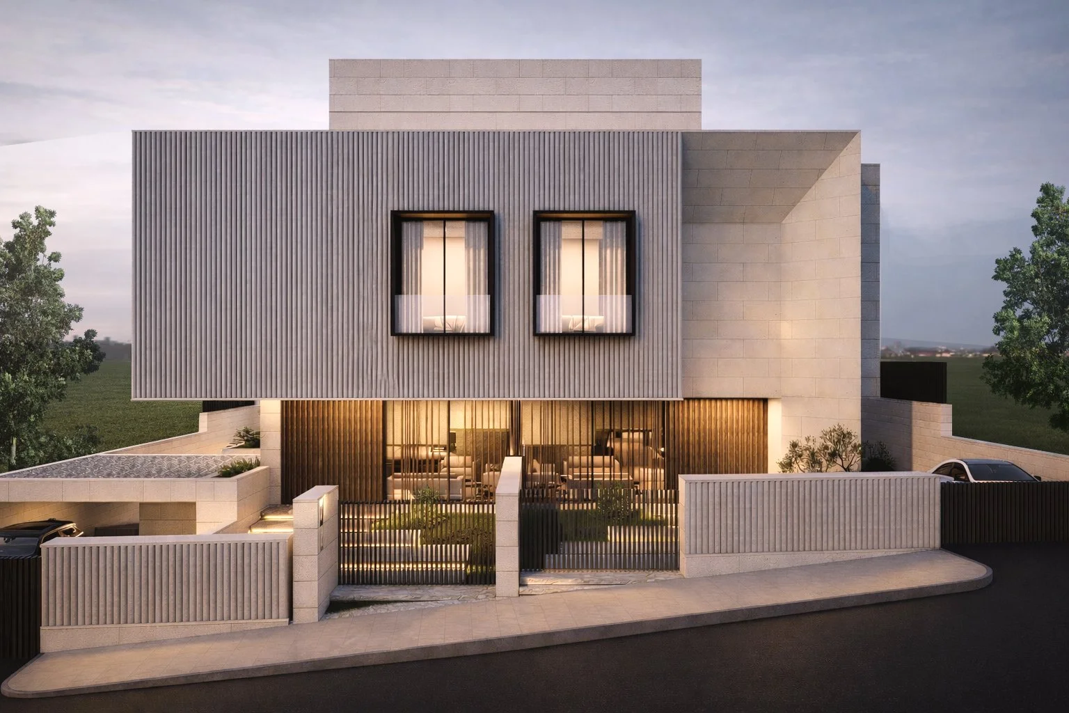 An image of the Fluted House.