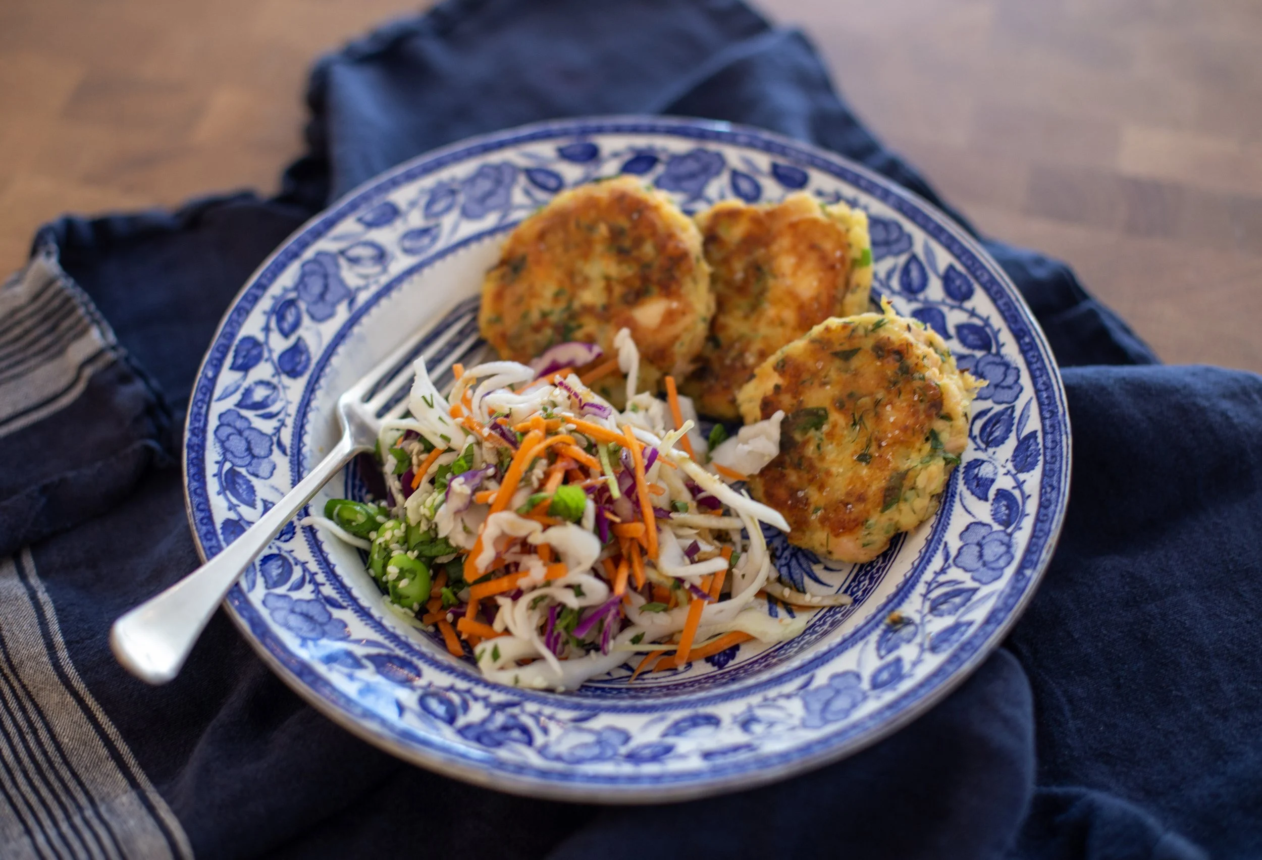Salmon Fishcakes with Asian Slaw