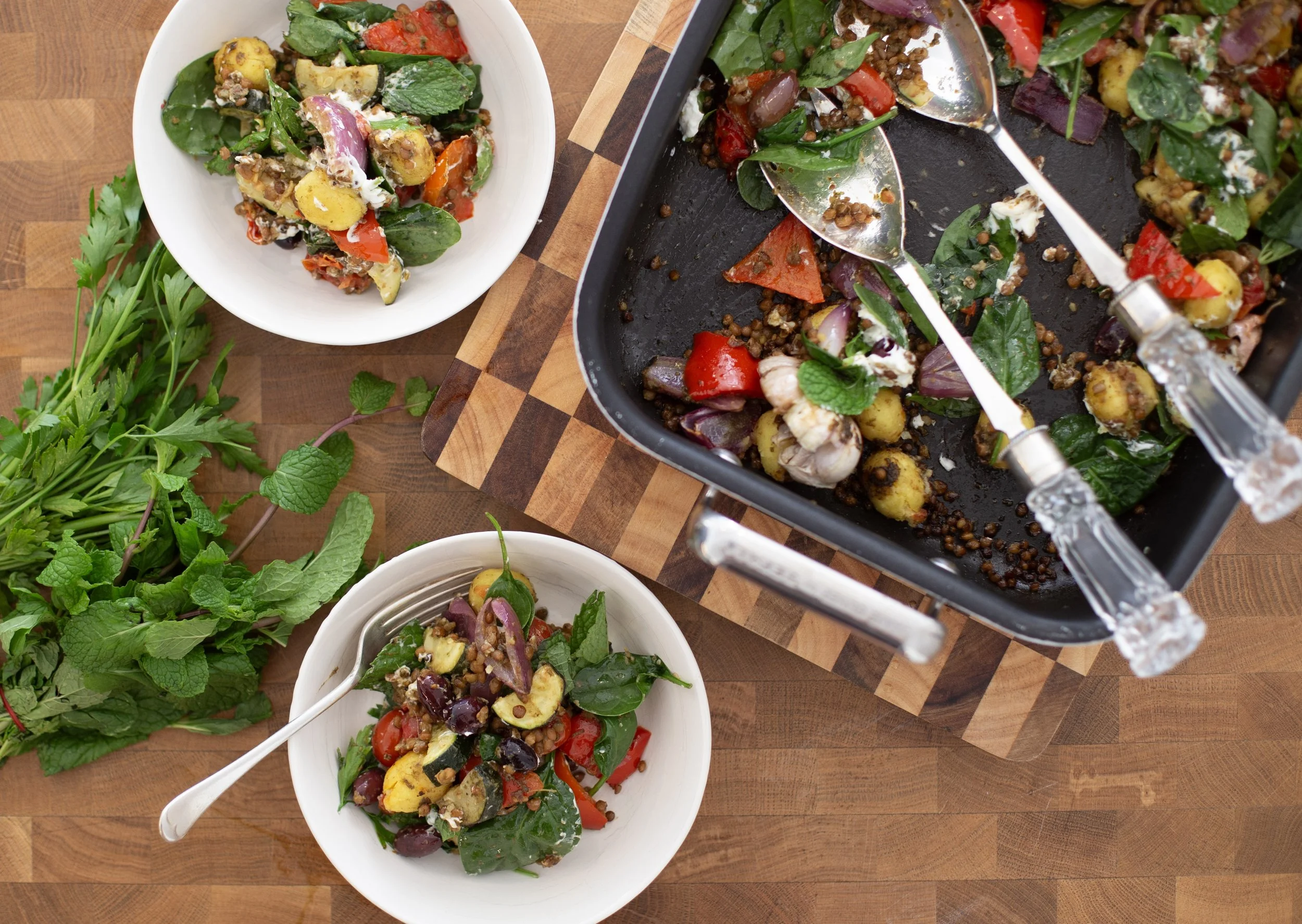 Mediterranean style Gnocchi &amp; Lentil Tray Bake