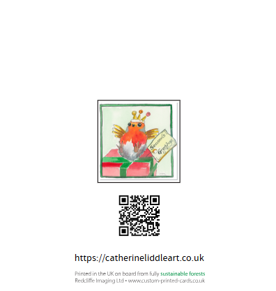 Christmas robin on present Redcliffe design back.png