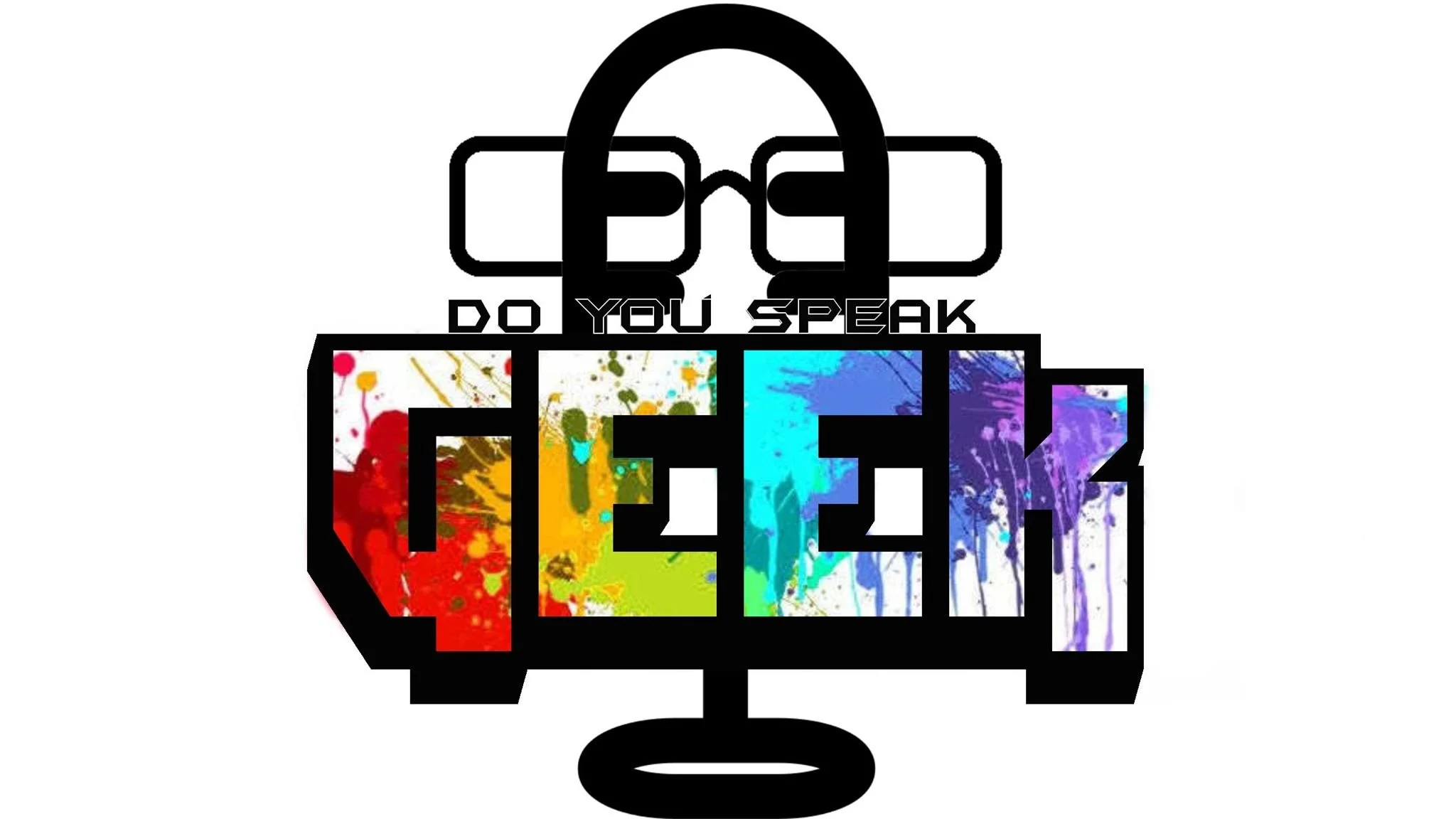 A black outline of a microphone with a rainbow-colored text spelling "REBEL" underneath, and the phrase "DO YOU SPEAK" above the text.