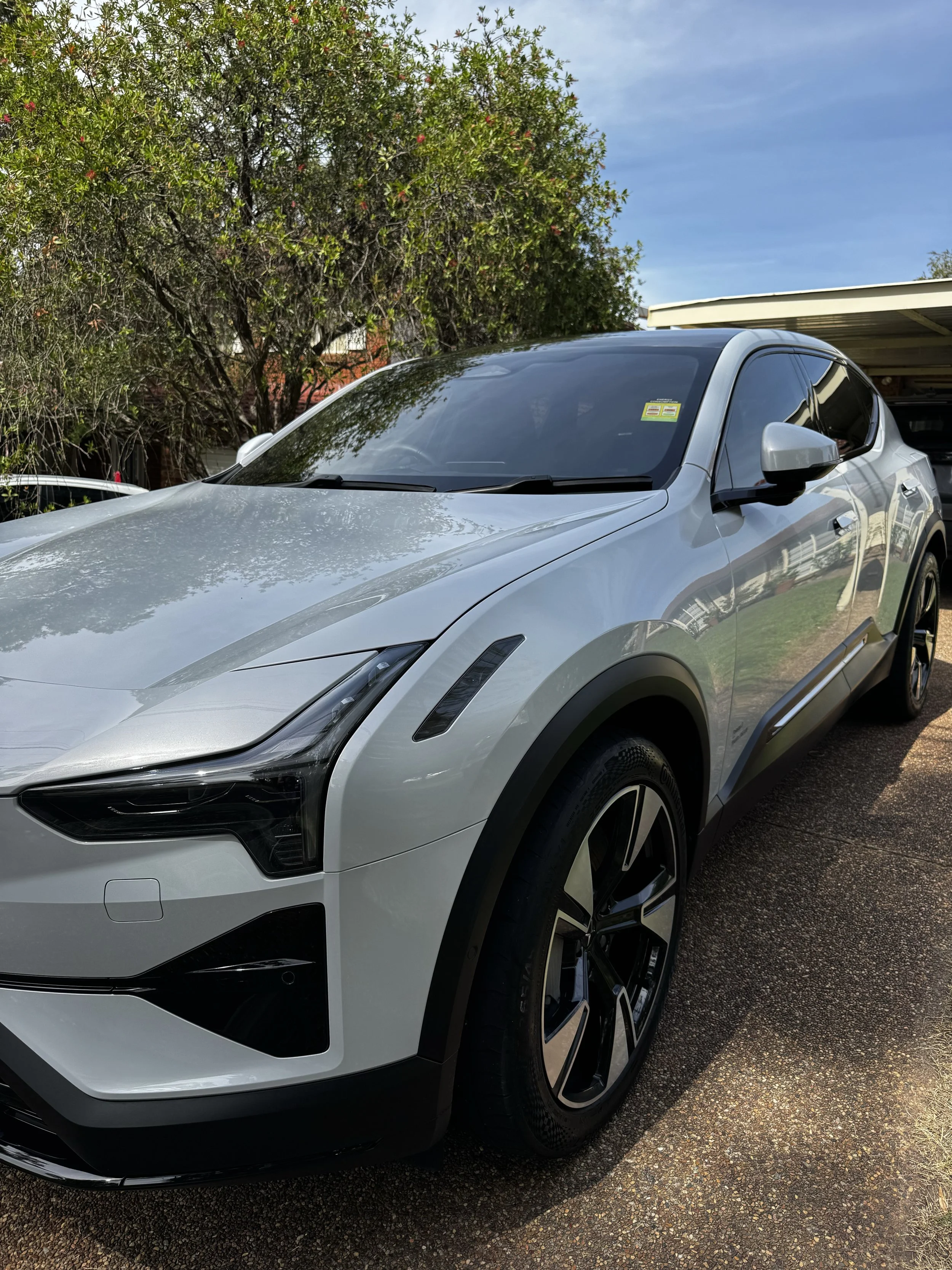 Side profile of Polestar 3 showcasing ceramic coating finish by RD Mobile Car Detailing in Central Coast NSW