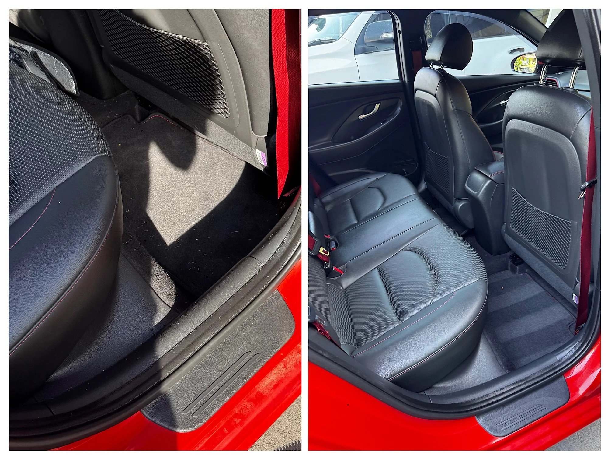 Hyundai i30 rear seats before and after interior detailing clean finish