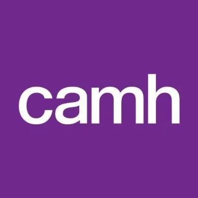Logo with "camh" in white text on a purple background