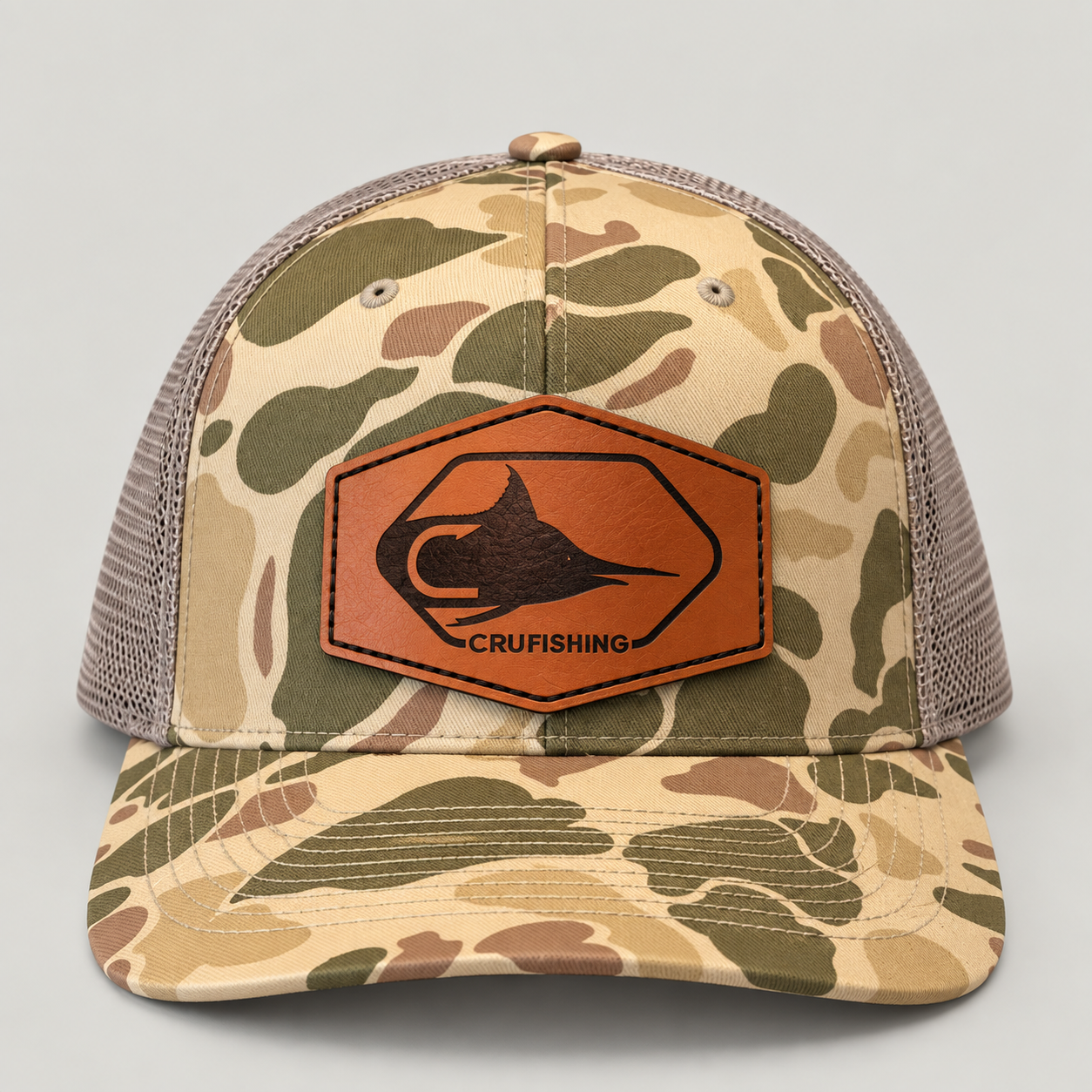 Camo Trucker Cap with Leather Fishing Patch.png