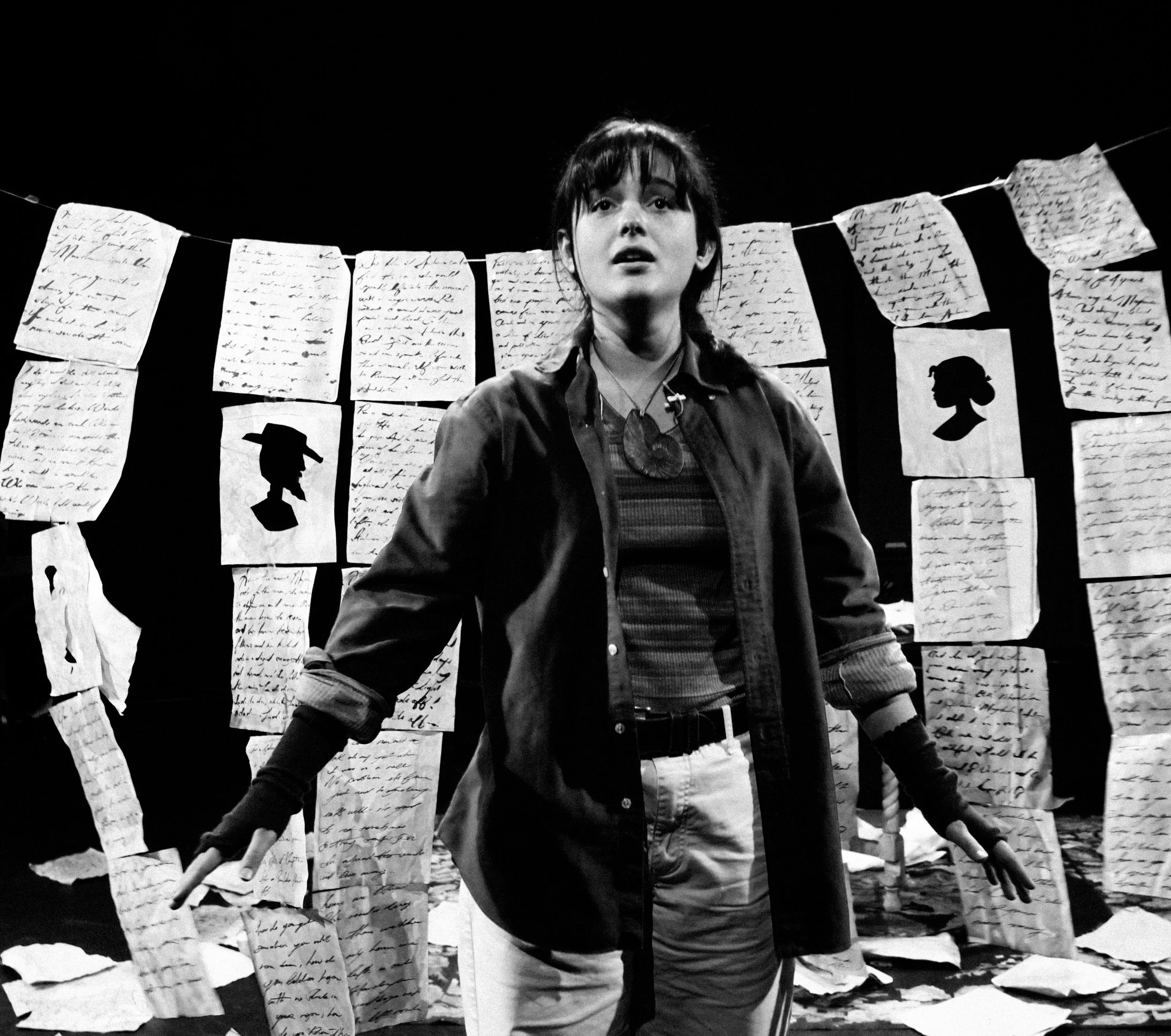 The Dark, ART New York: Written paper wall with silhouette cut outs 