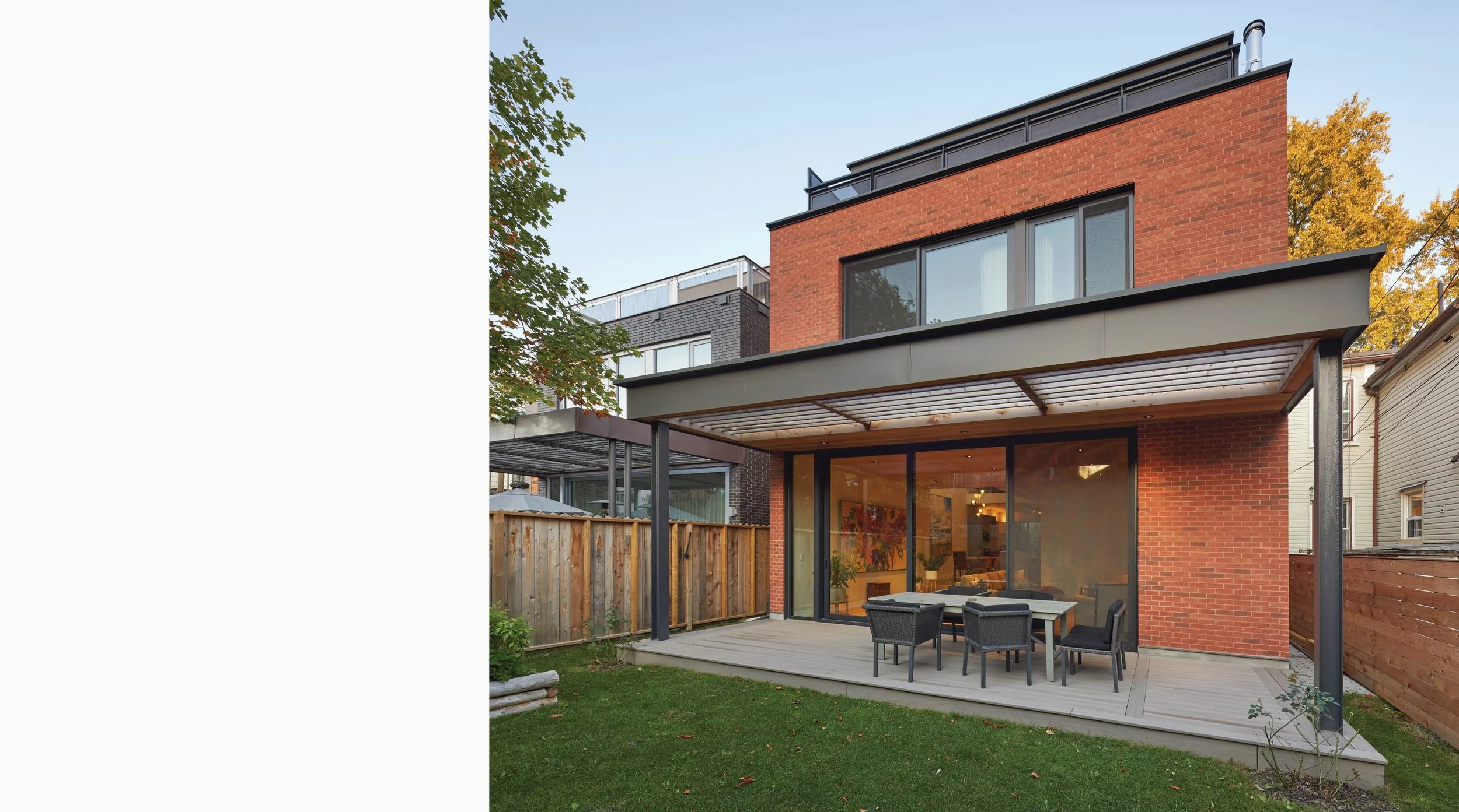 Robert Street Residence II backyard with patio and wood canopy