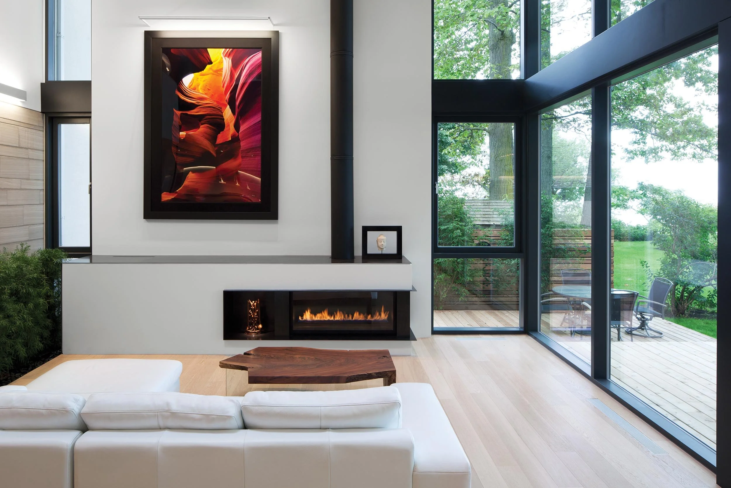 Double height living Room with fireplace