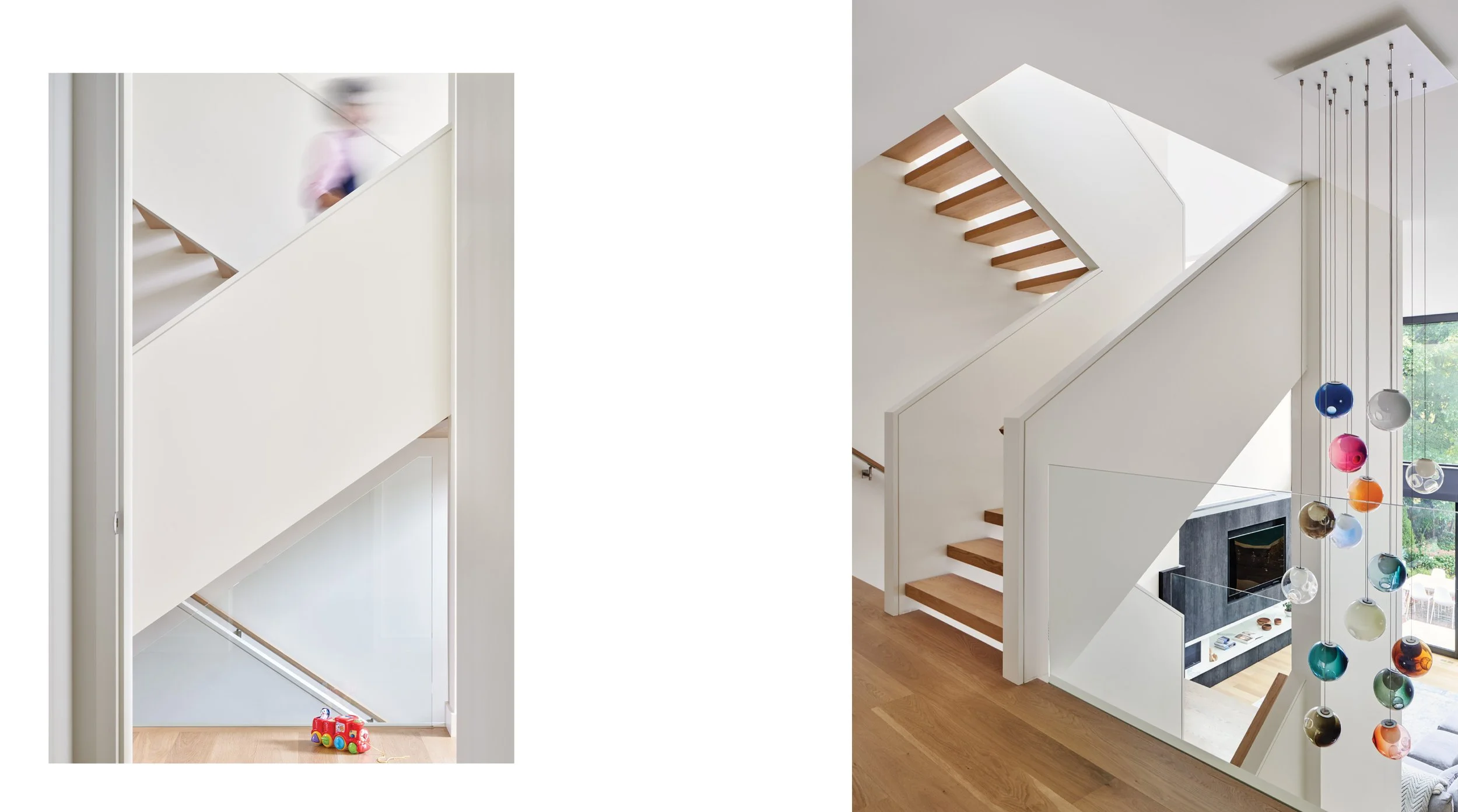 Stair detail and Bocci lighting.
