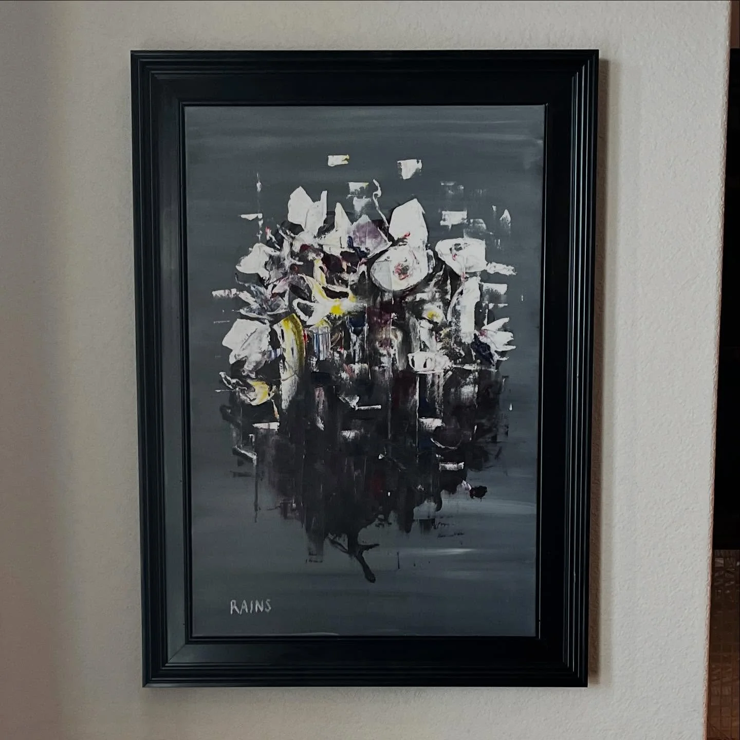 I framed this gorgeous painting done by @codyrains and I&rsquo;m excited about how much it elevated the space!