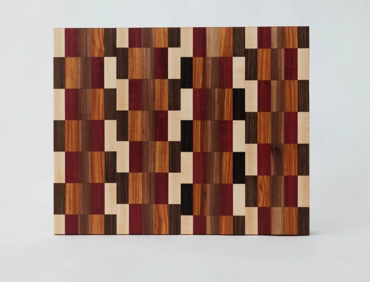 I can always count on @concord.creative to make my boards for a stunning picture!  This design is edge grain and one of my favorites with maple, walnut, canary, purple heart and wenge.