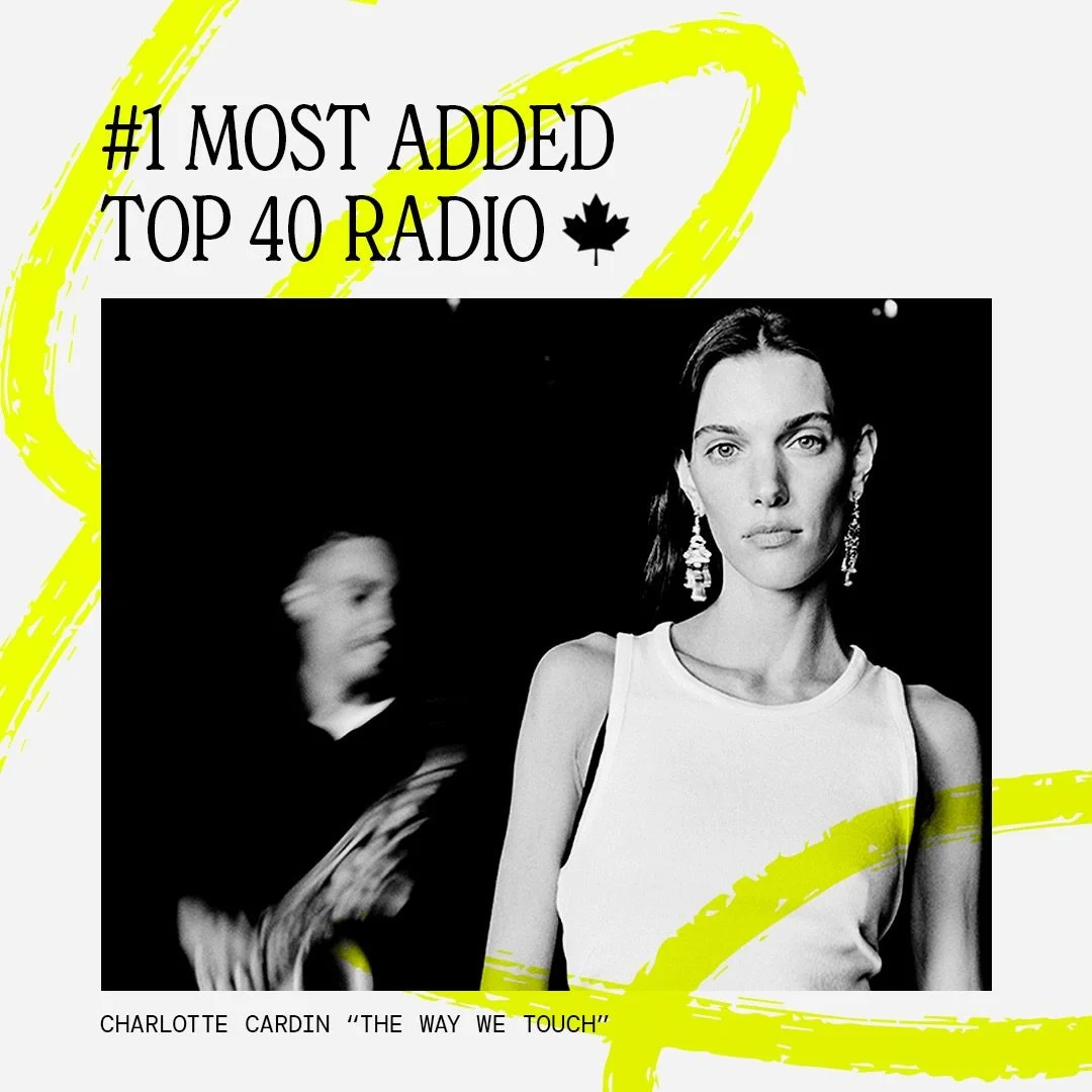 The #1 MOST ADDED song at Canadian Top 40 Radio this week is CHARLOTTE CARDIN's new single THE WAY WE TOUCH 💥 Welcome back Charlotte, and thank you very much to all the stations!! @cultnation @the_orchard_