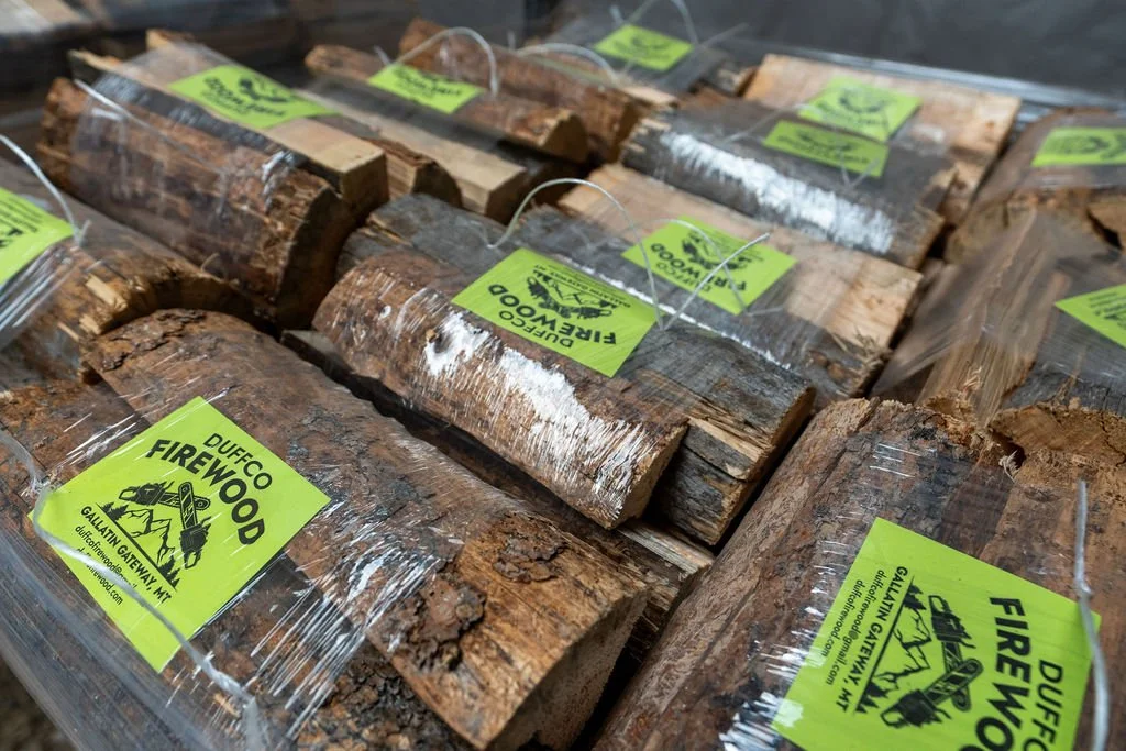 Palletized Duffco Firewood branded firewood bundle