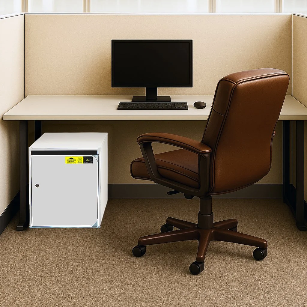 In-office 24-inch document shredding console with locking bin