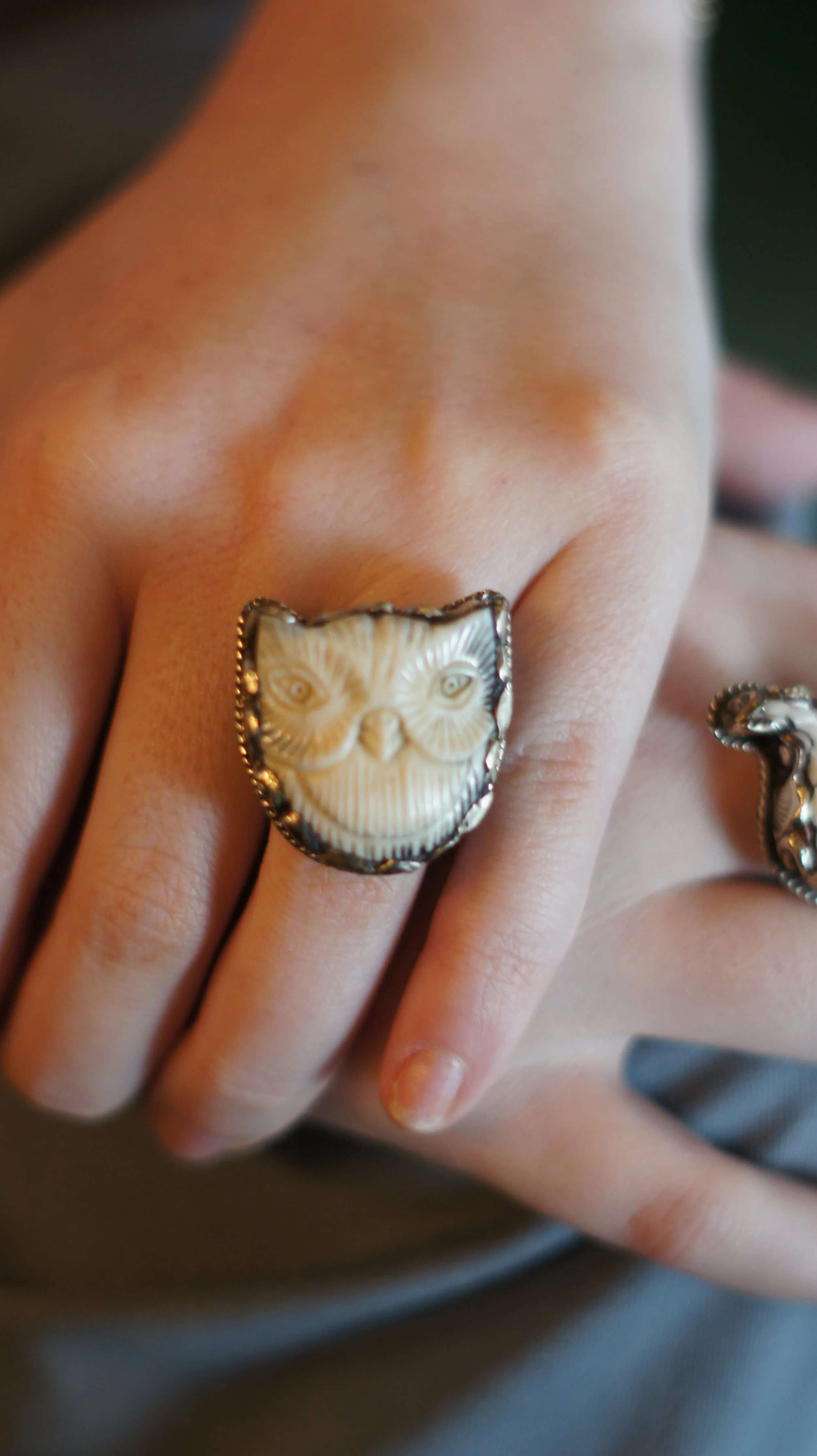 Bone Owl Ring