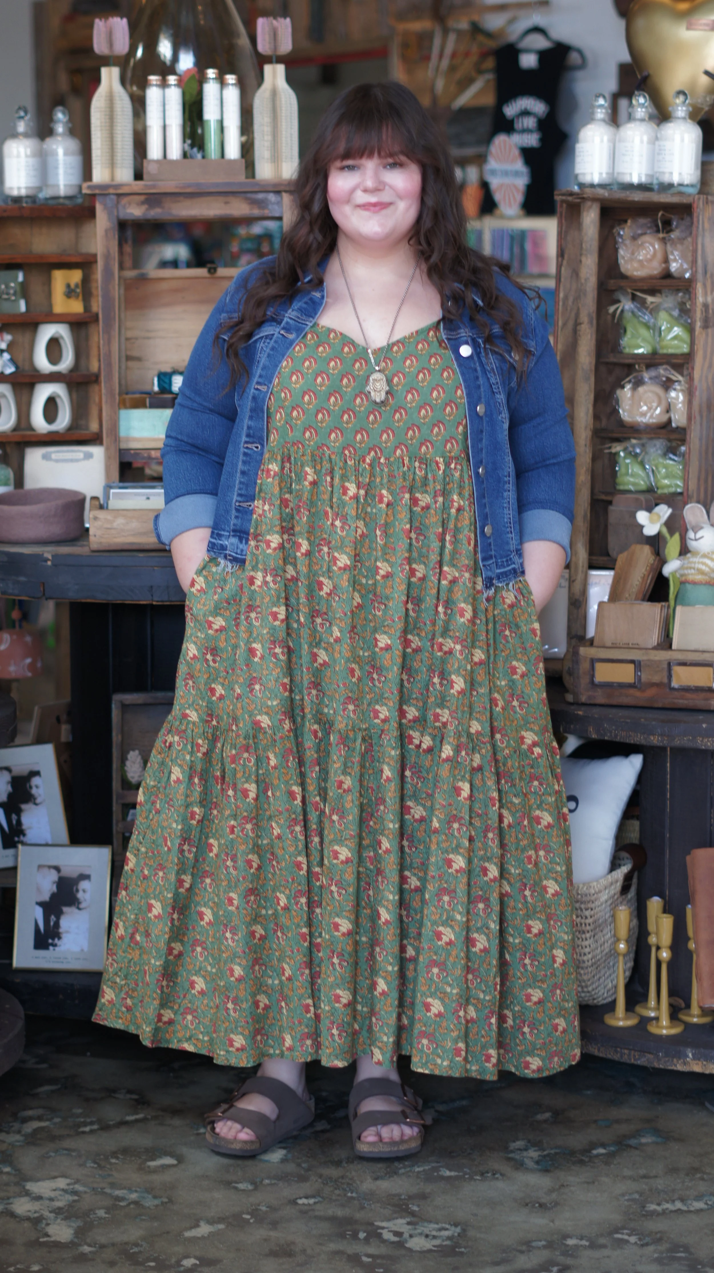 Olive Floral Dress