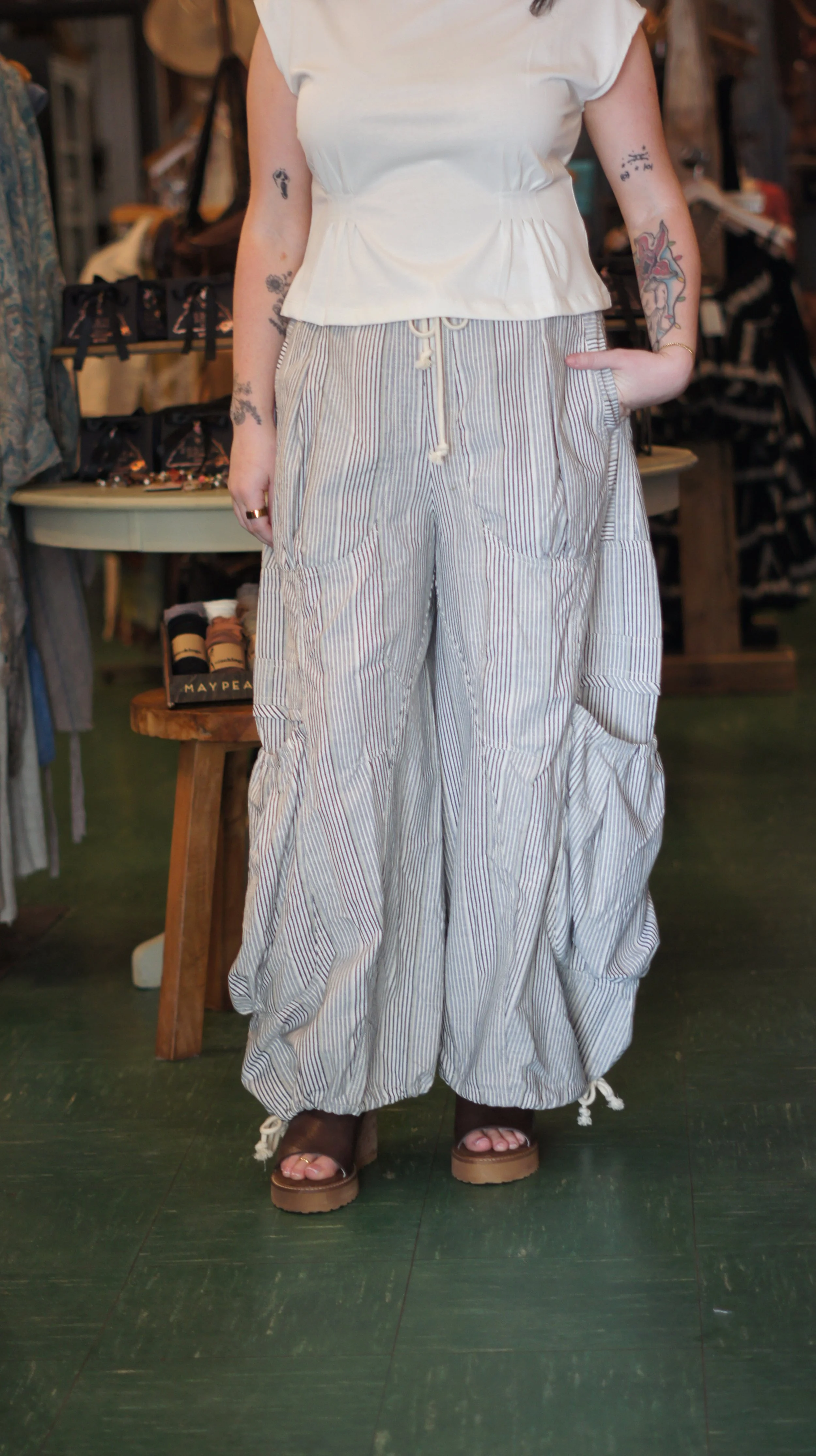 Linen Denim Drawstring Pant