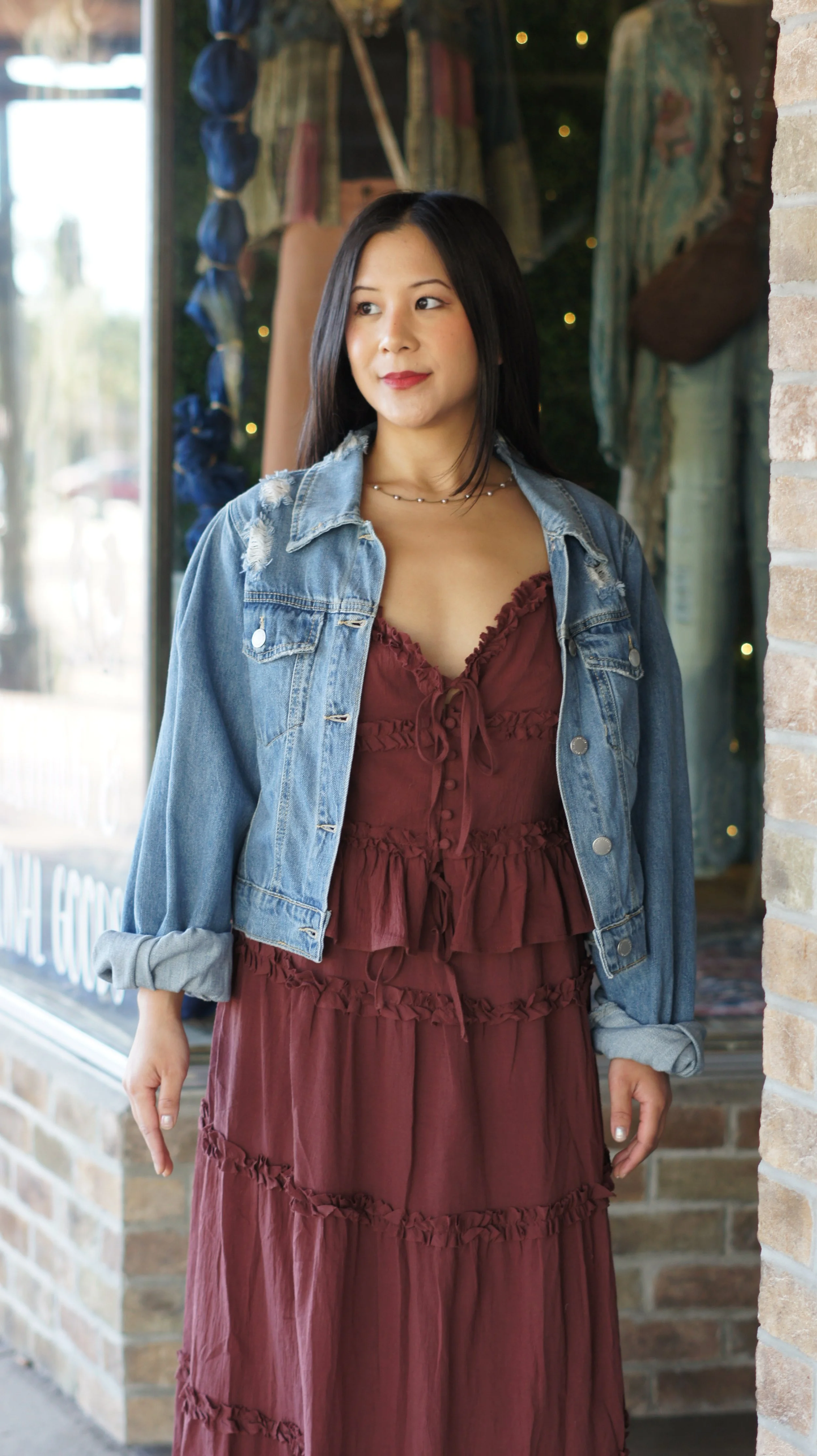 Marsala Ruffle Top