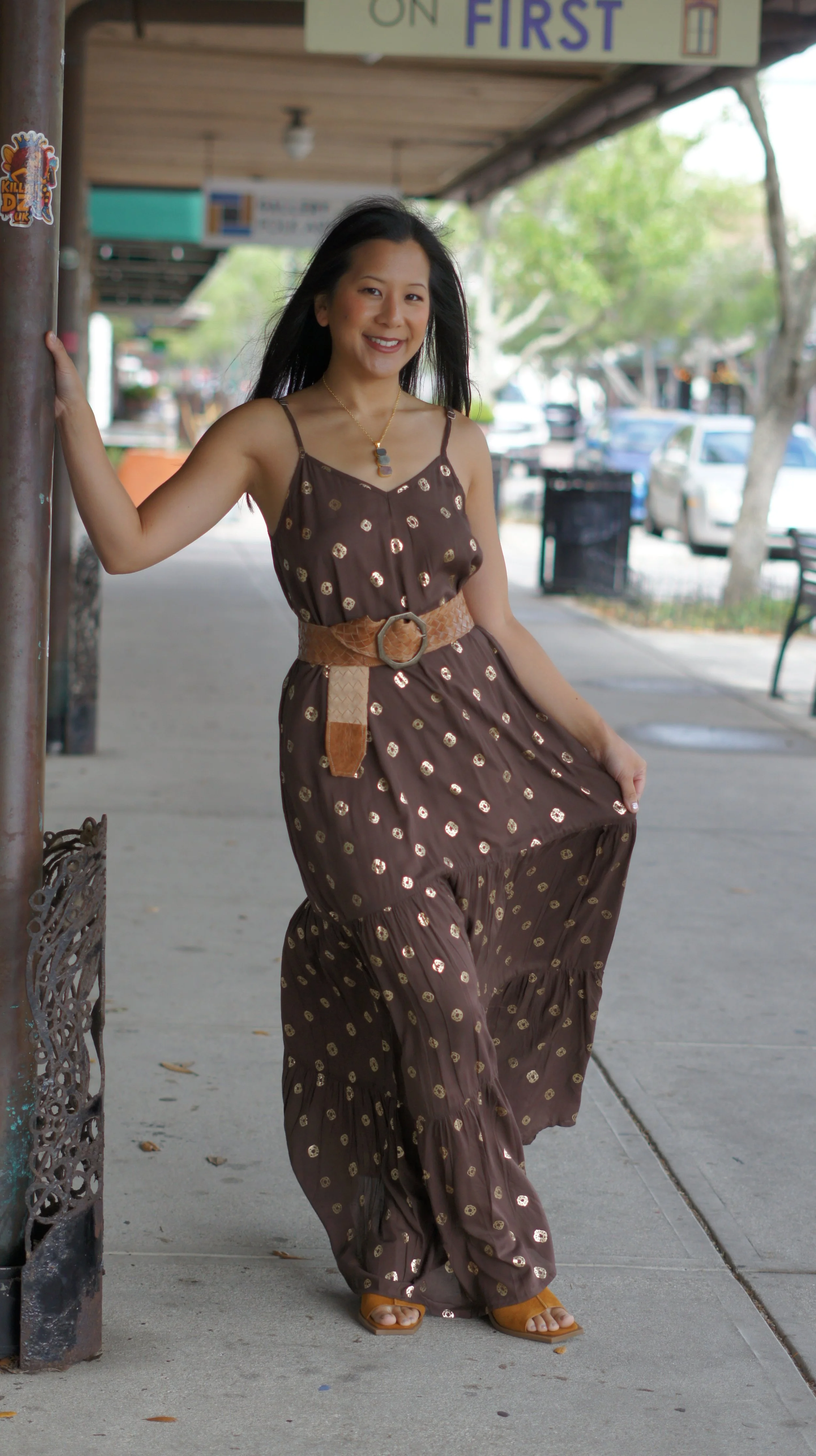 Golden Brown Maxi Dress