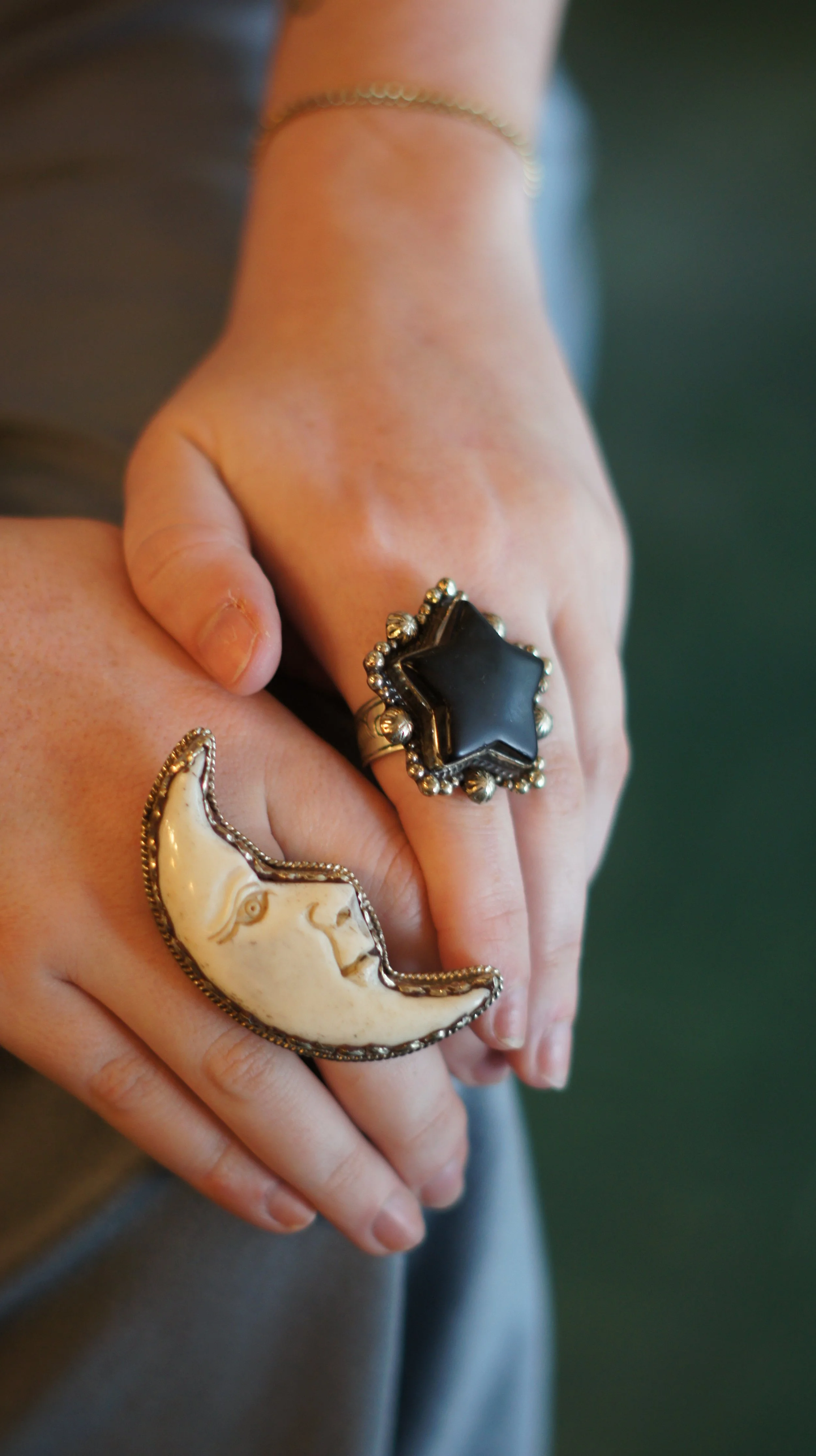 Bone Crescent Moon Ring