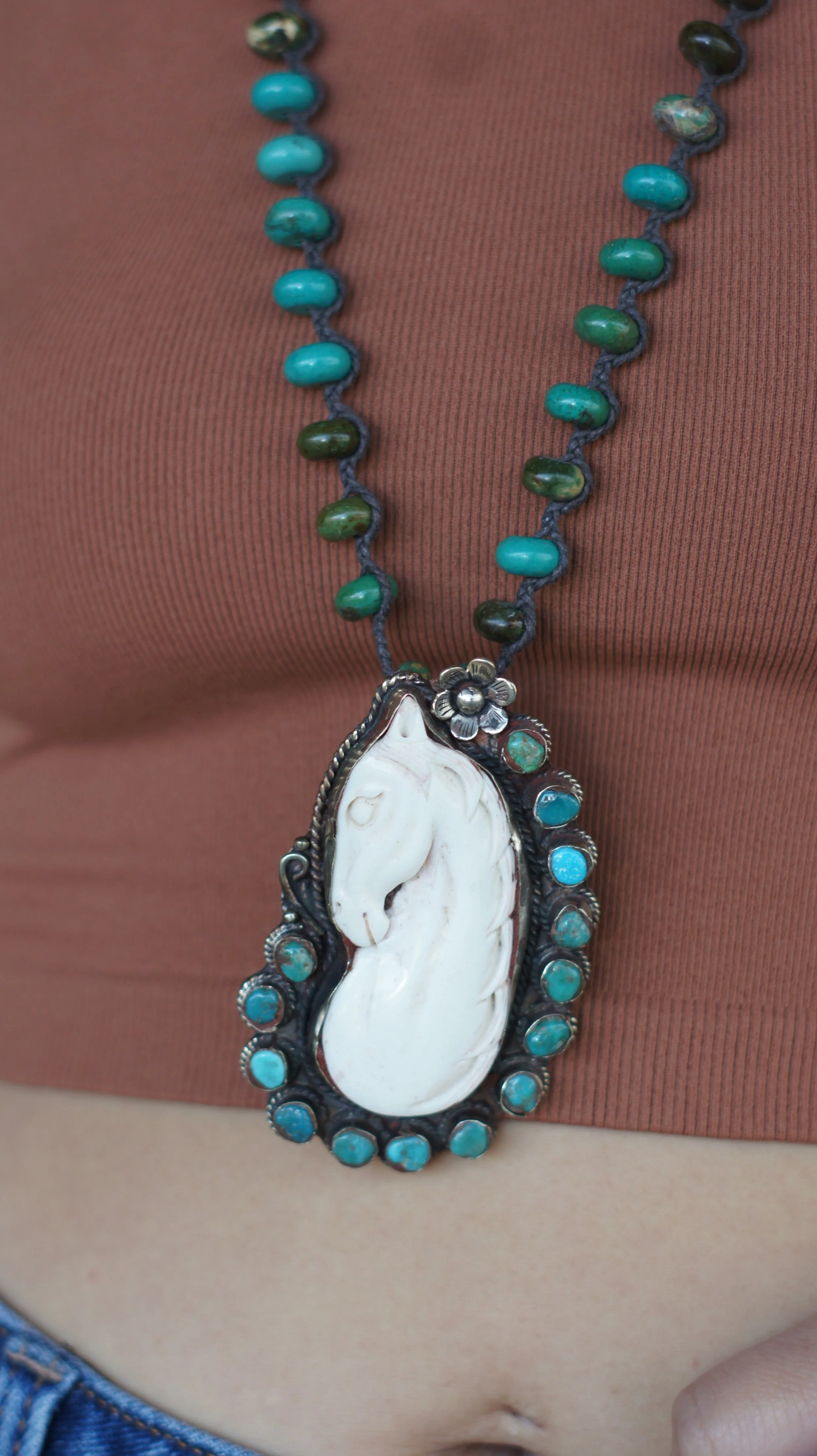Bone Horse Turquoise Necklace