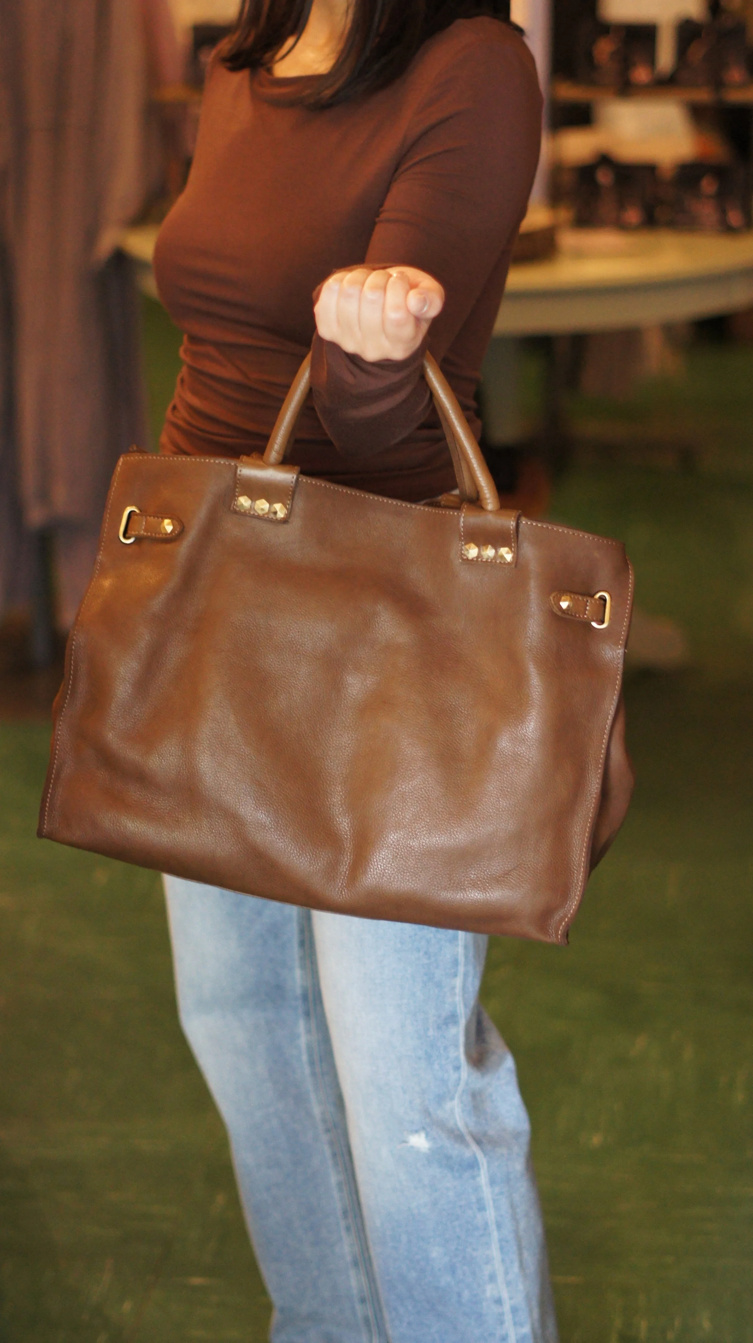 Chocolate Stud Purse Back.JPG