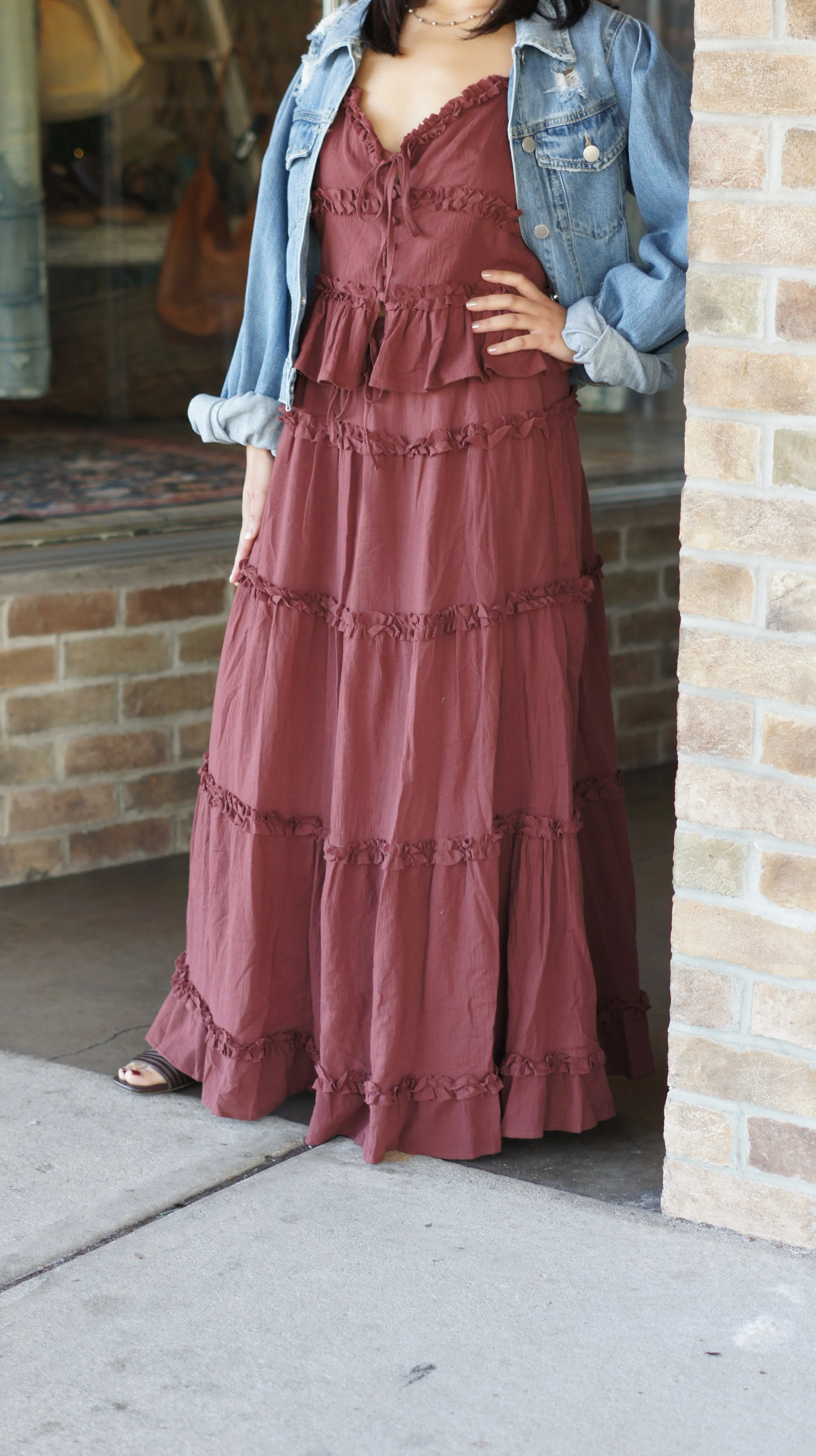 Marsala Ruffle Skirt