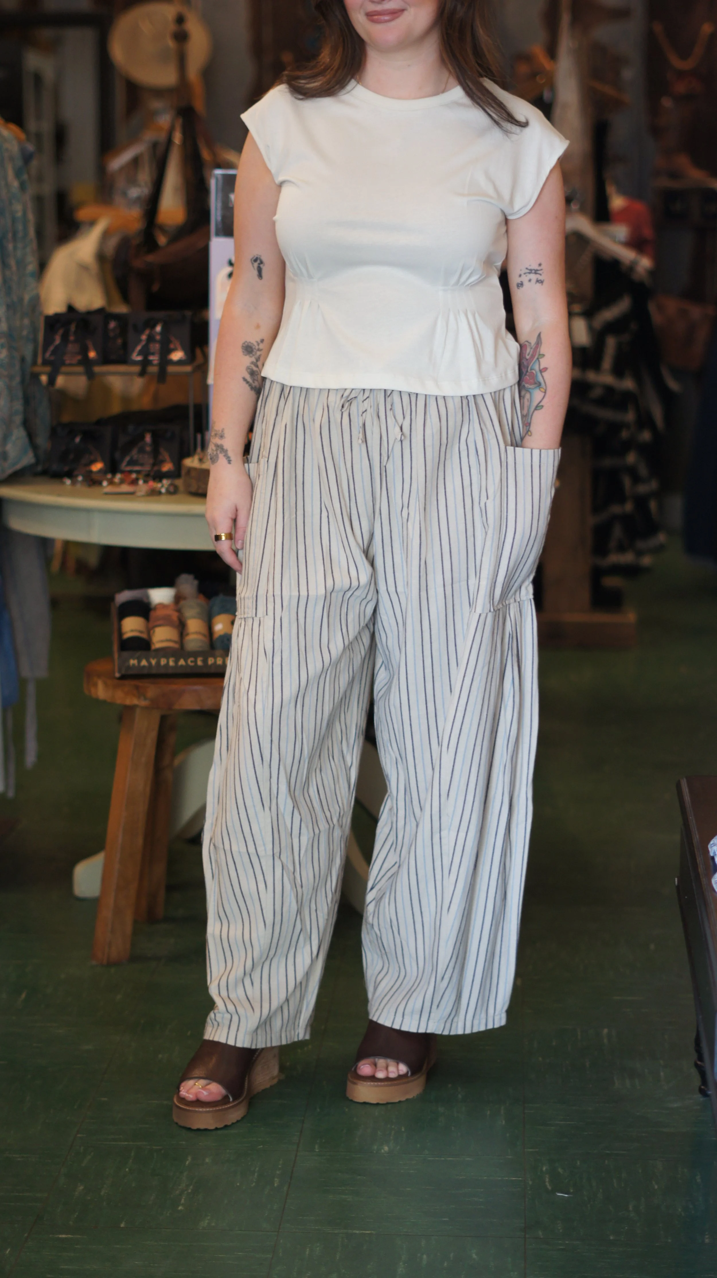 Blue Stripe Natural Pant