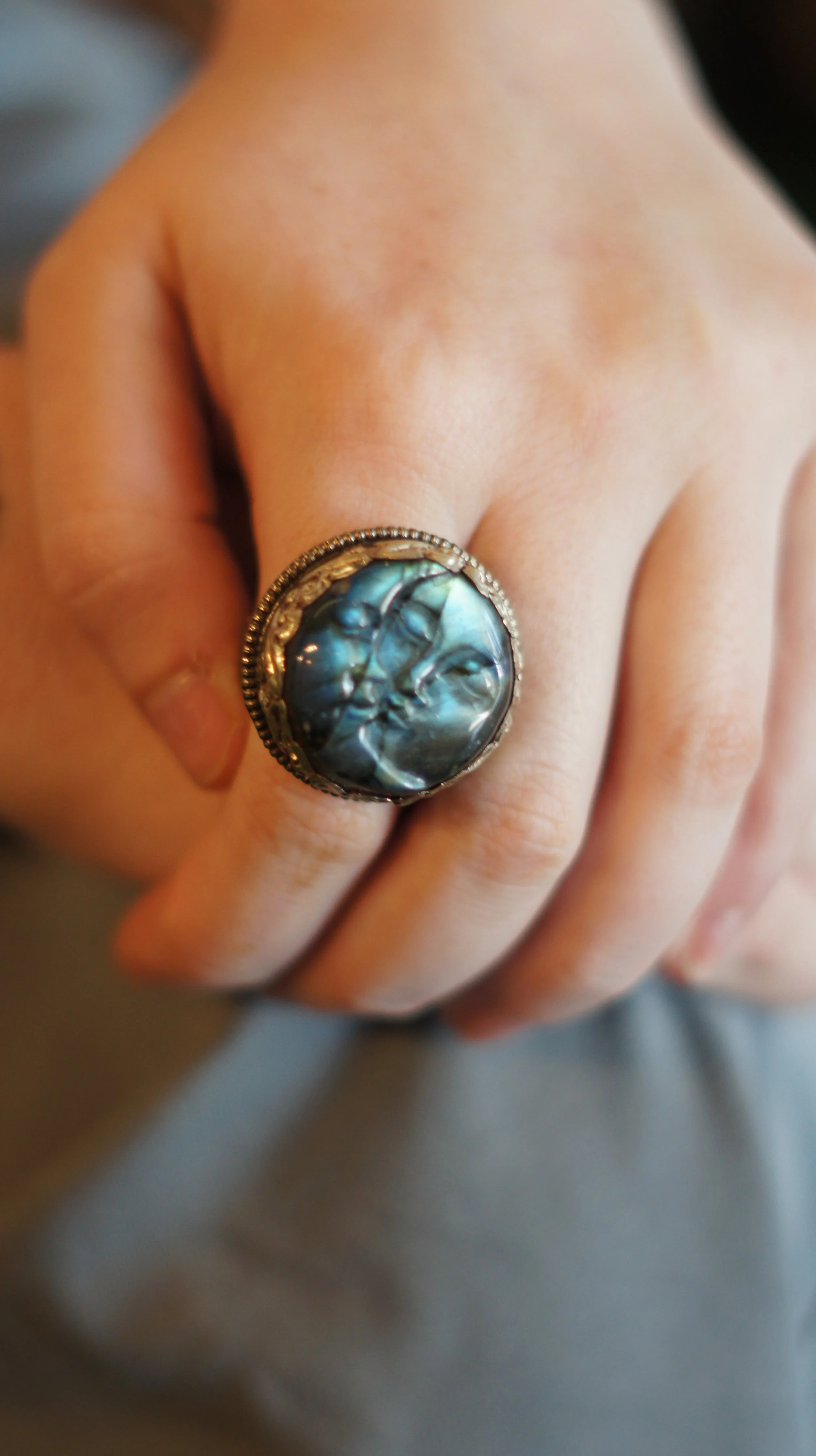 Sun + Moon Labradorite Ring