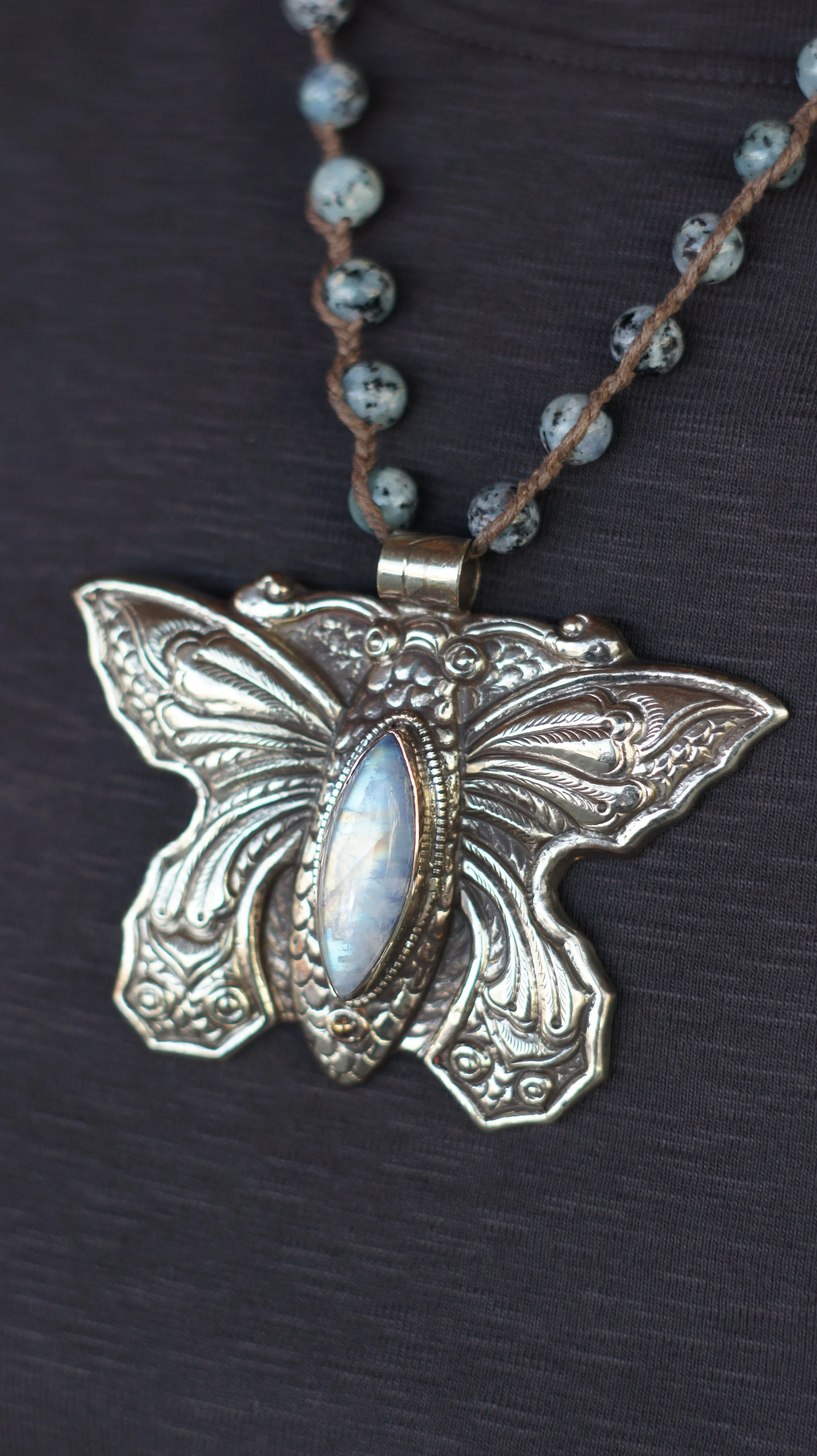 Blue Jasper Butterfly Necklace