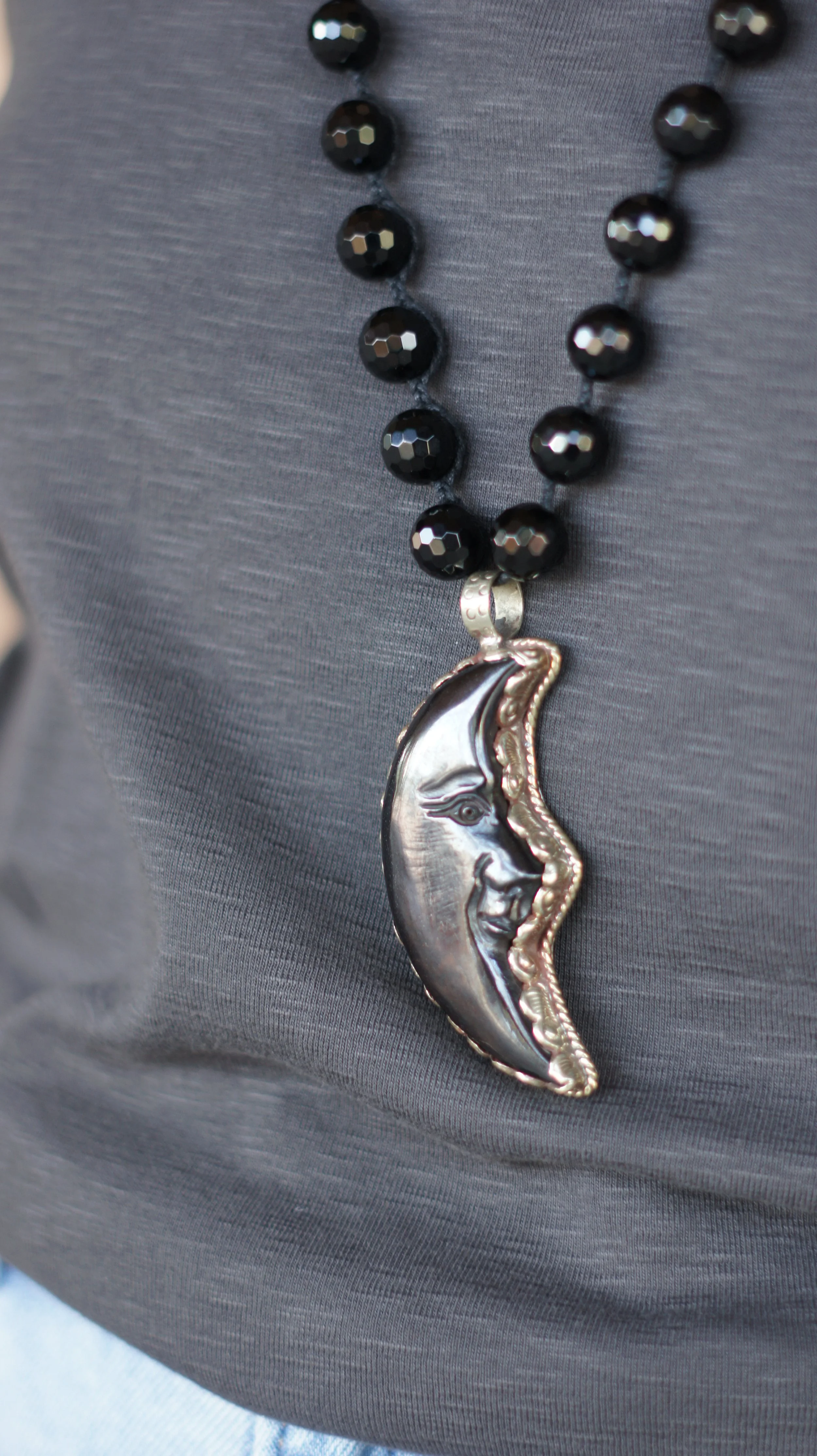 Black Bone Moon Necklace