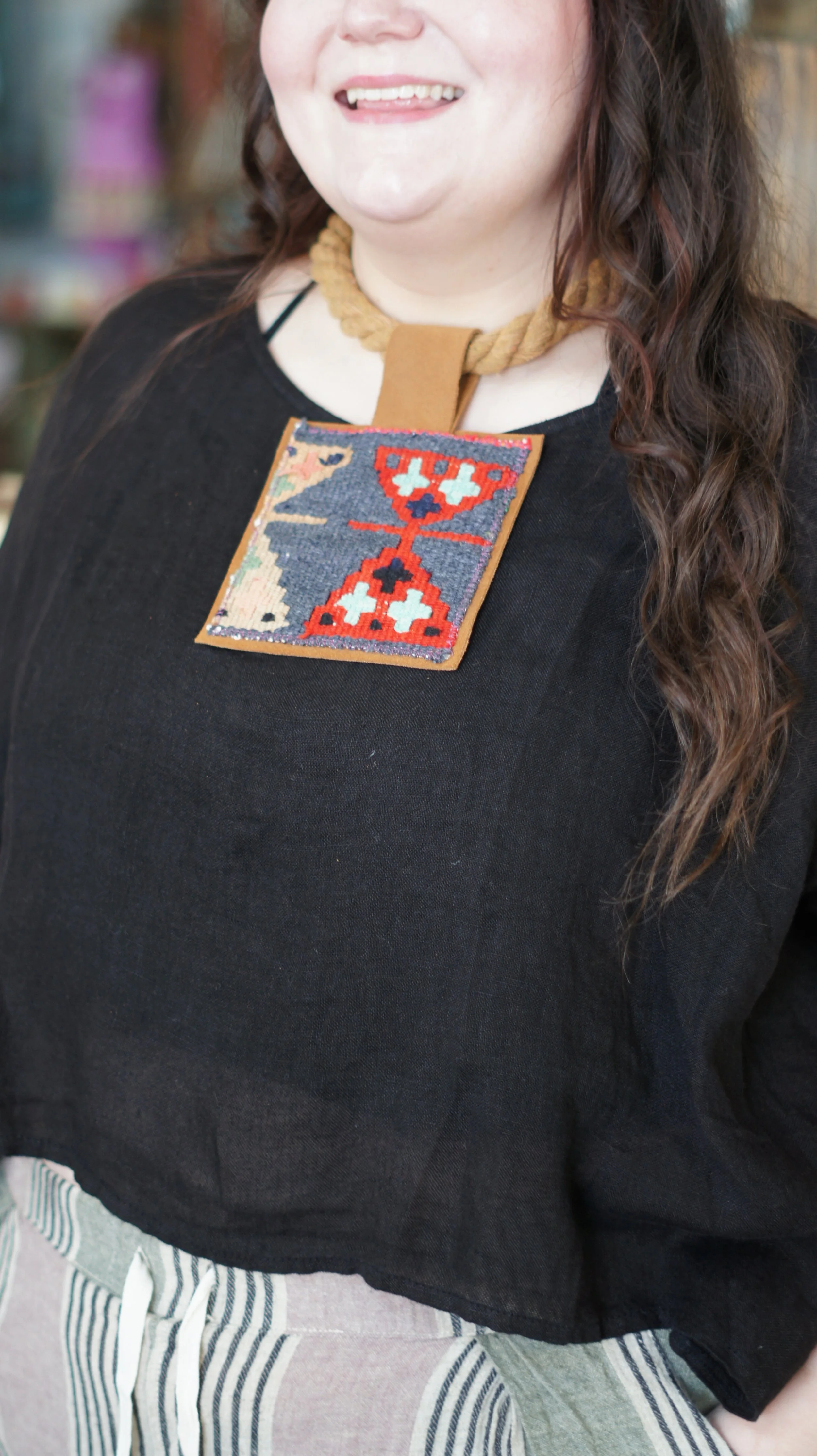 Gray Fabric Necklace