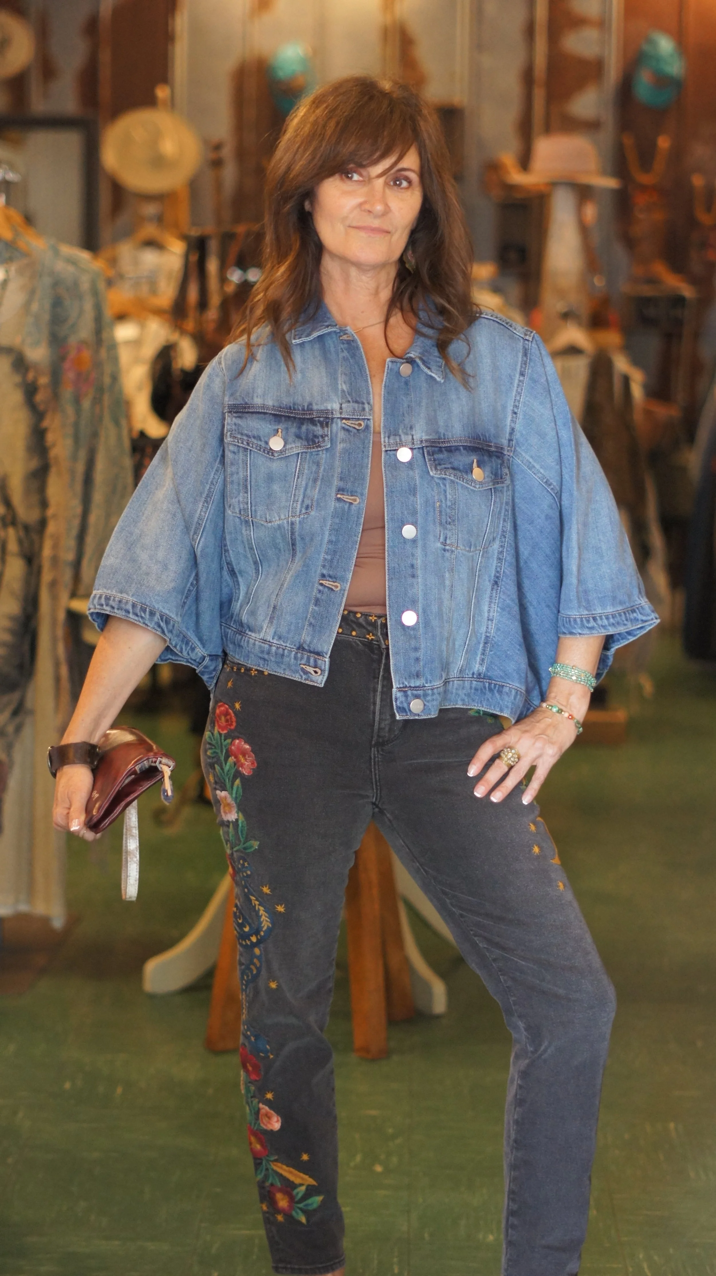 Embroidered Dark Mystic Denim