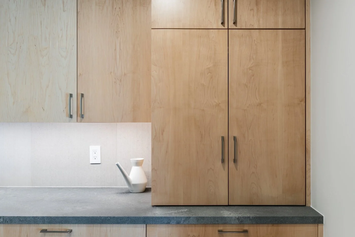 Closed Hidden Appliance Garage in Contemporary Maple Cabinetry Kitchen.jpeg