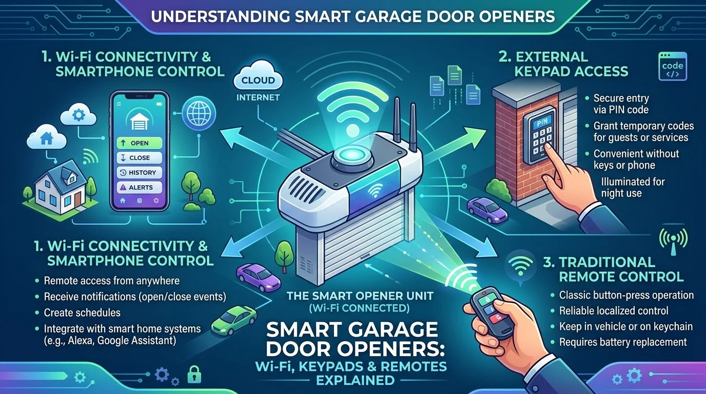 Smart Garage Door Openers: Wi-Fi, Keypads &amp; Remotes Explained