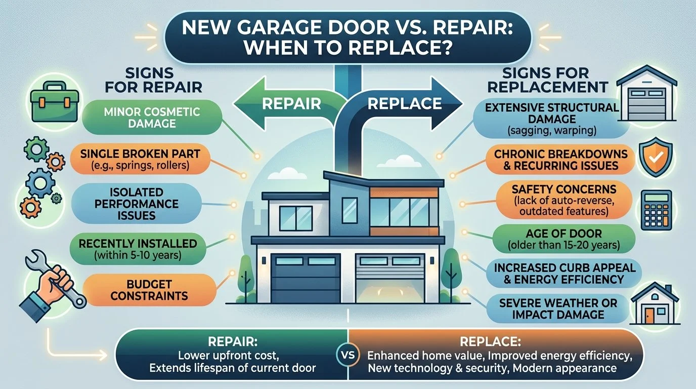 New Garage Door vs. Repair: How to Know When It's Time to Replace
