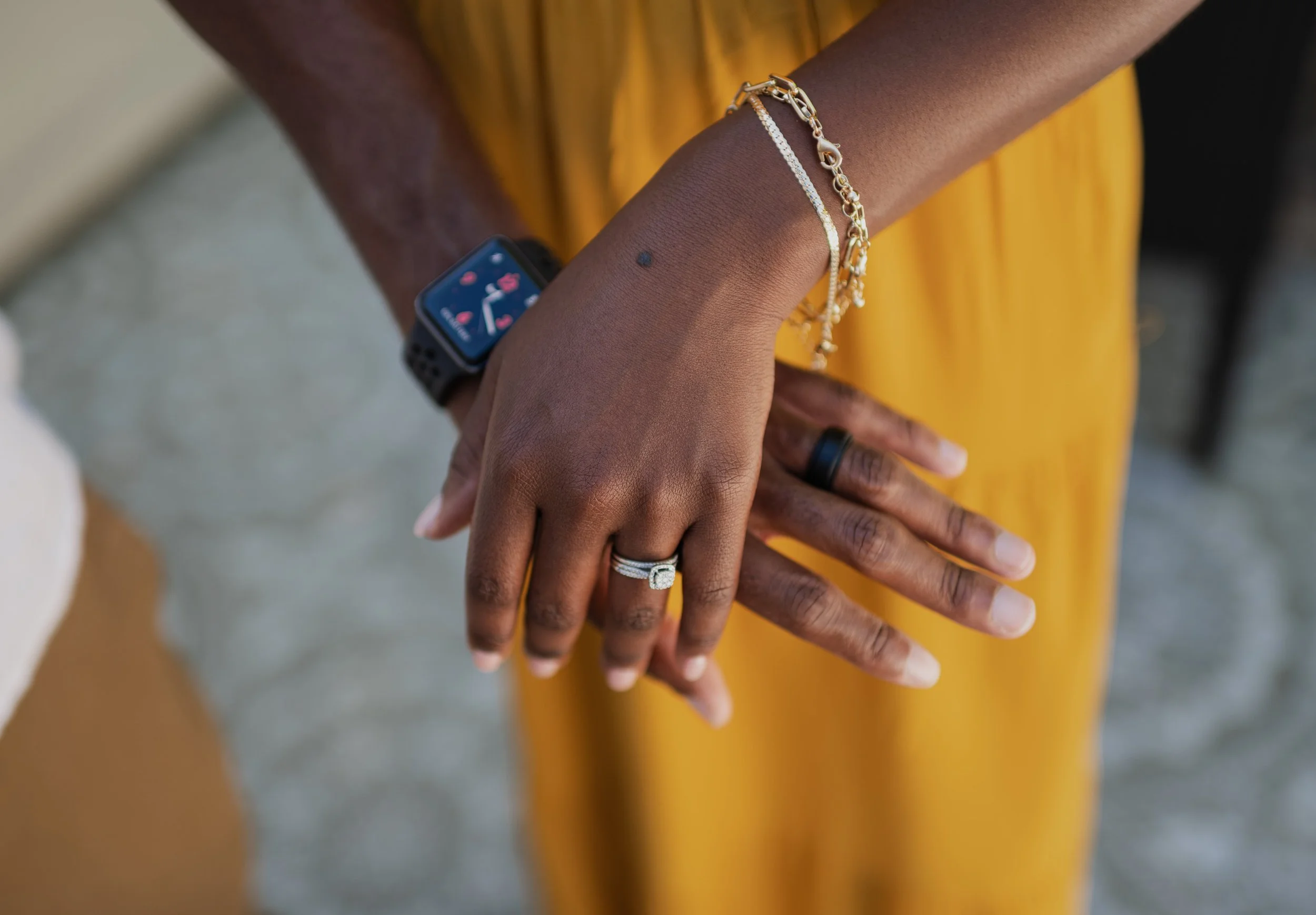 Wife and husband hands in Tampa Bay Area, Florida.