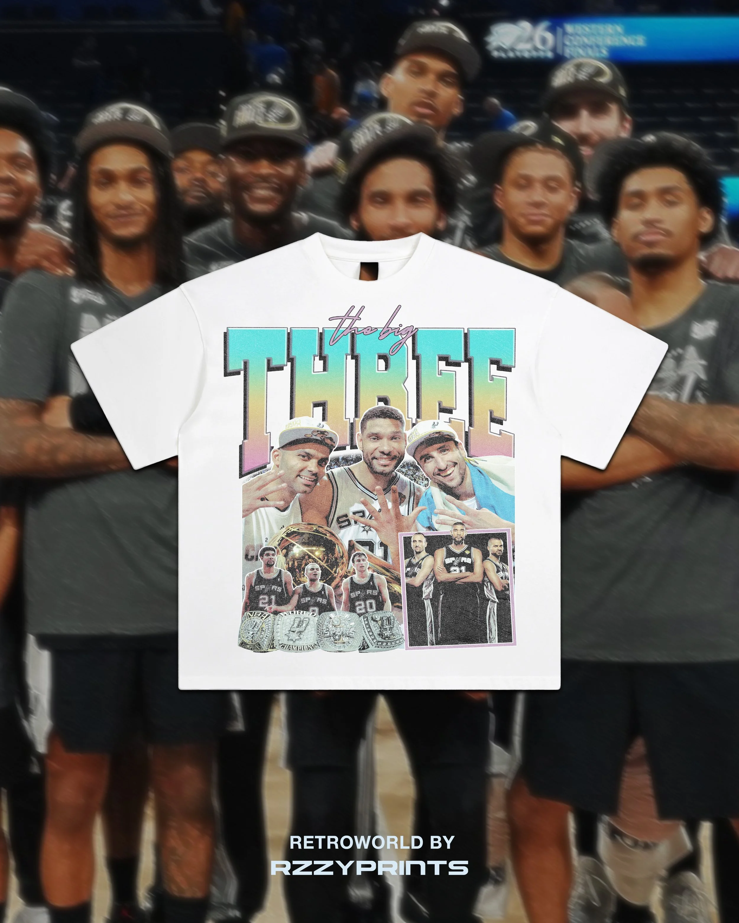 Vintage Spurs Big 3 Tee