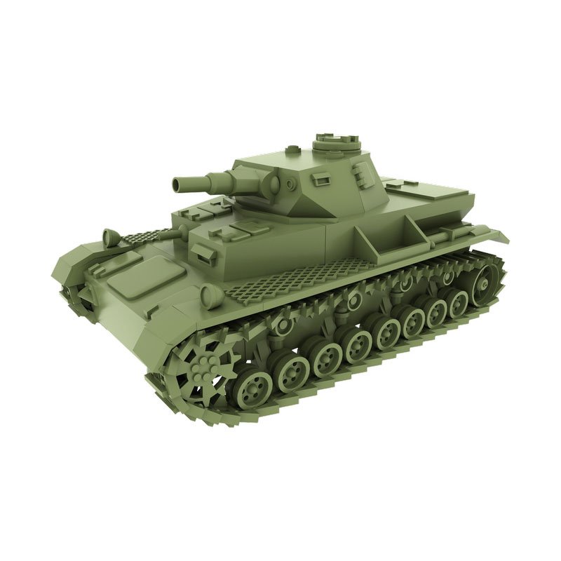A green tank model with a turret and gun barrel.