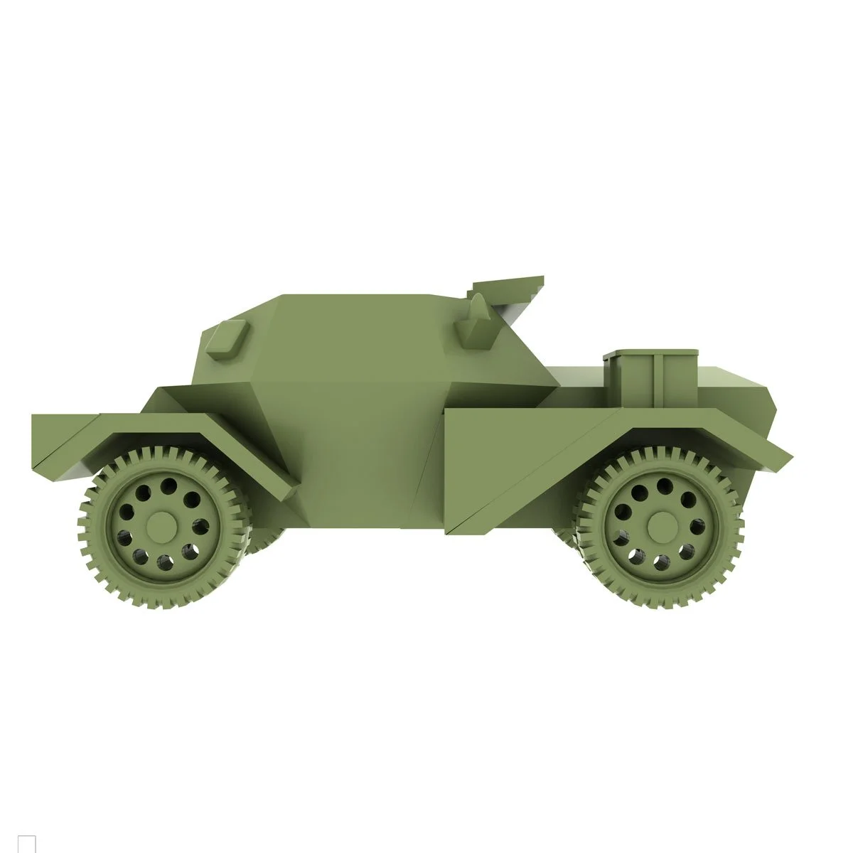 A left facing view of a tank miniature.