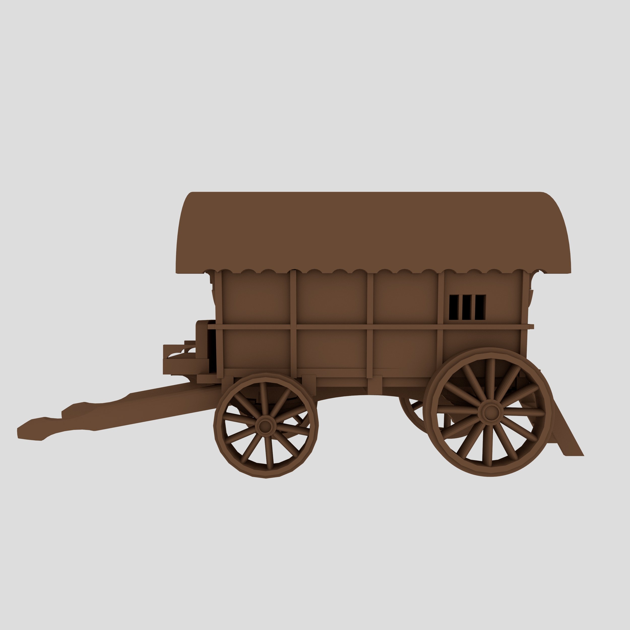 left side view of horse drawn wagon