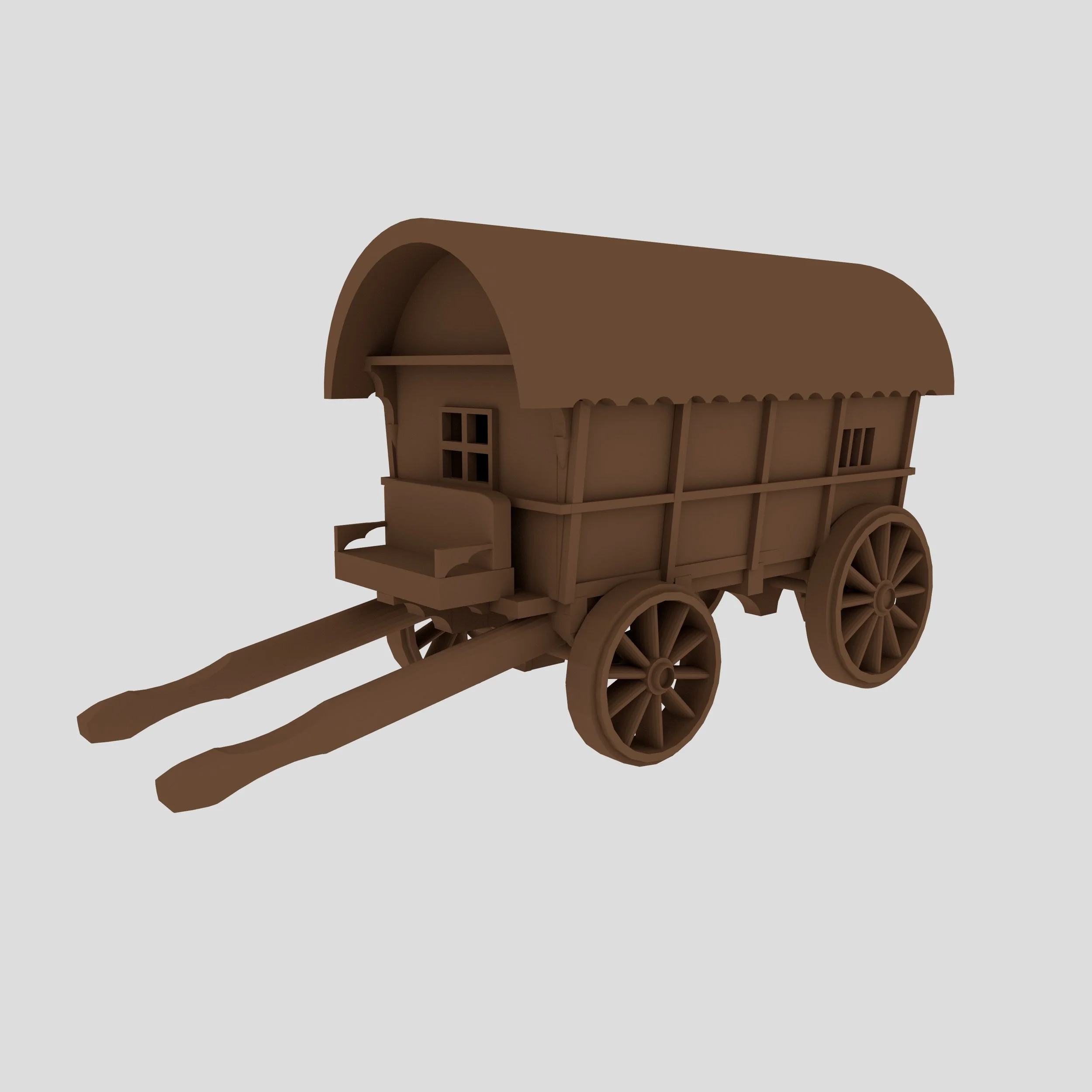 Simple horse drawn wagon at a 45 degree angle