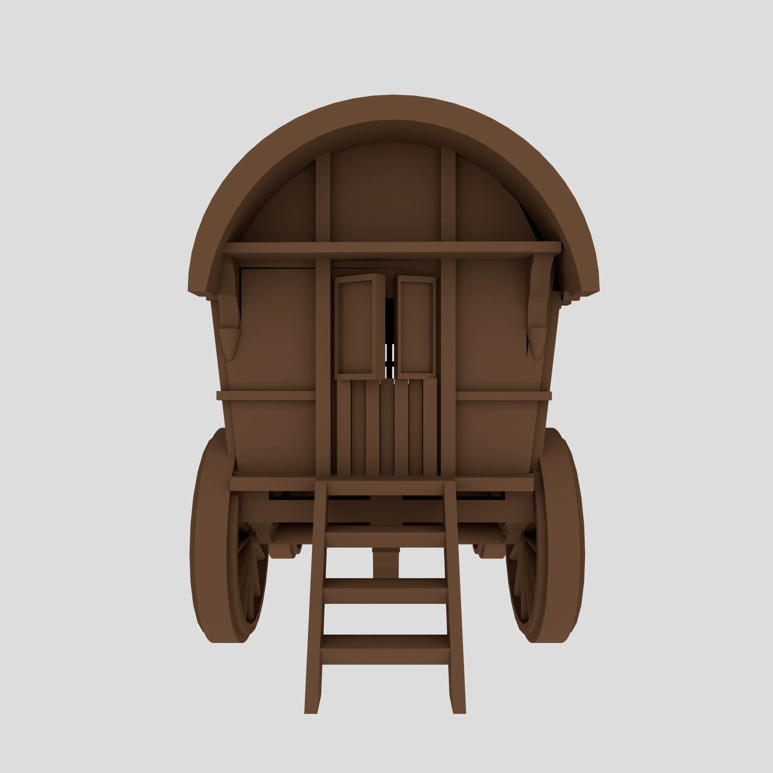 Simple horse drawn wagon, rear view