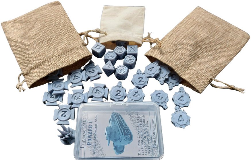 Traverse wargame cards and tokens.