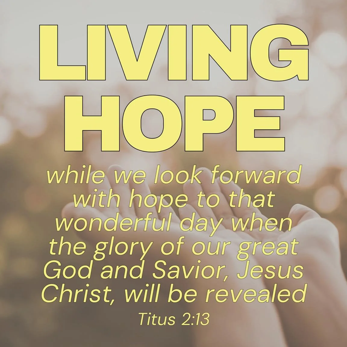 The song Living Hope clearly explains the hope we have in a savior who gave His life for ours and rescued us. Praise the Lord, He will return for us! 

May we be ever watching. 
Ever waiting. 
Ever expecting His return. 

Then think to yourself&helli
