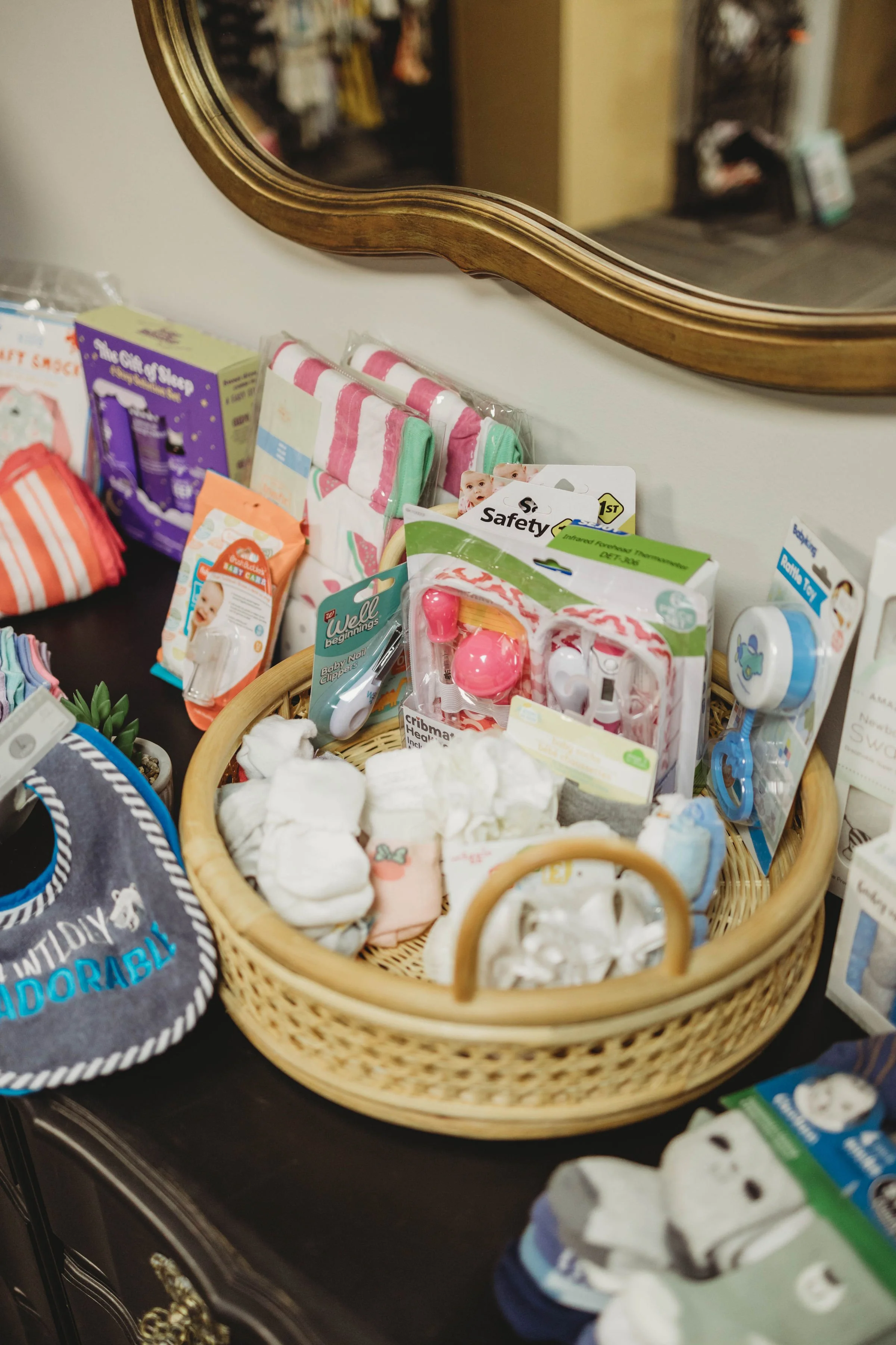 baby items in a basket